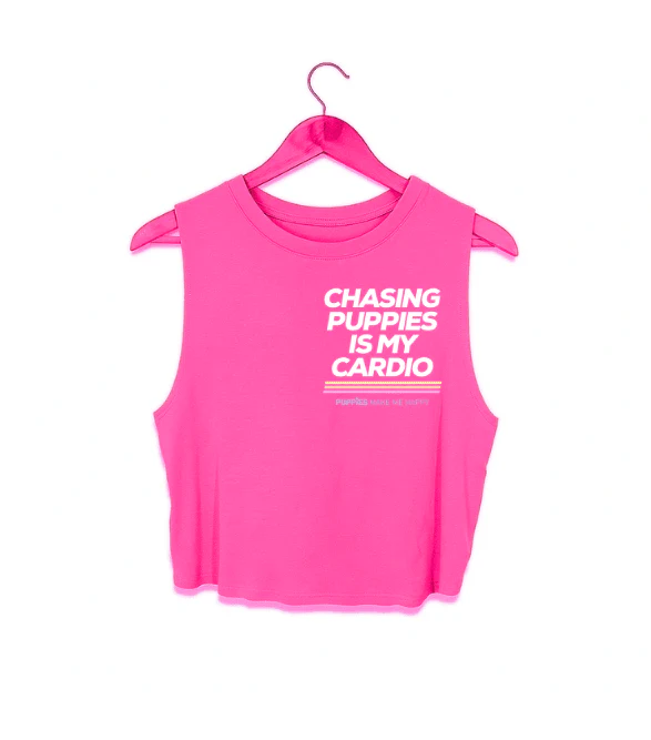 Chasing Puppies is My Cardio Crop Tank | Gift for Dog Moms - Image 2