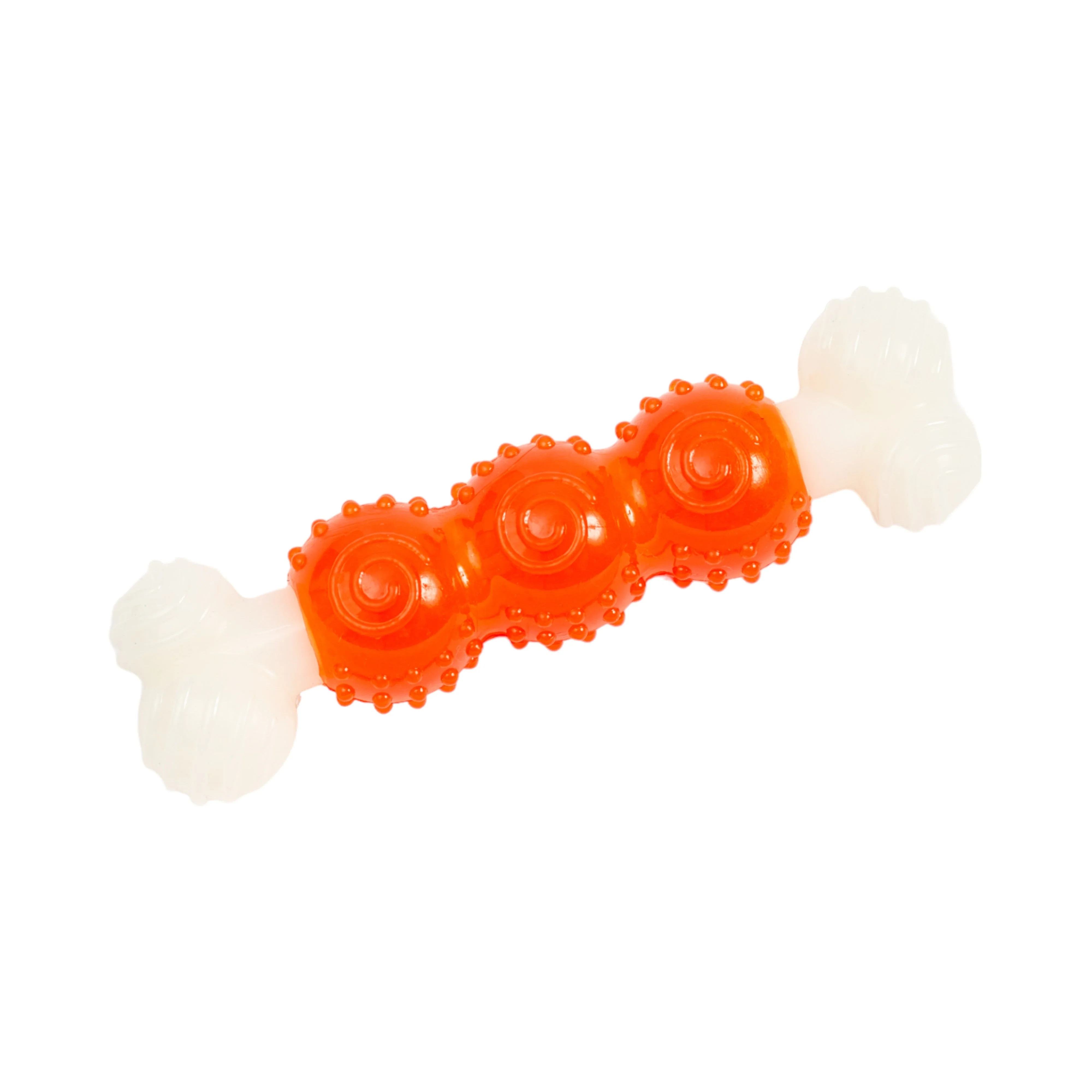 Country Living Bone-a-Treat Dog Chew Toy – Orange Bulged Balls & Green Spiral Ring - Image 4