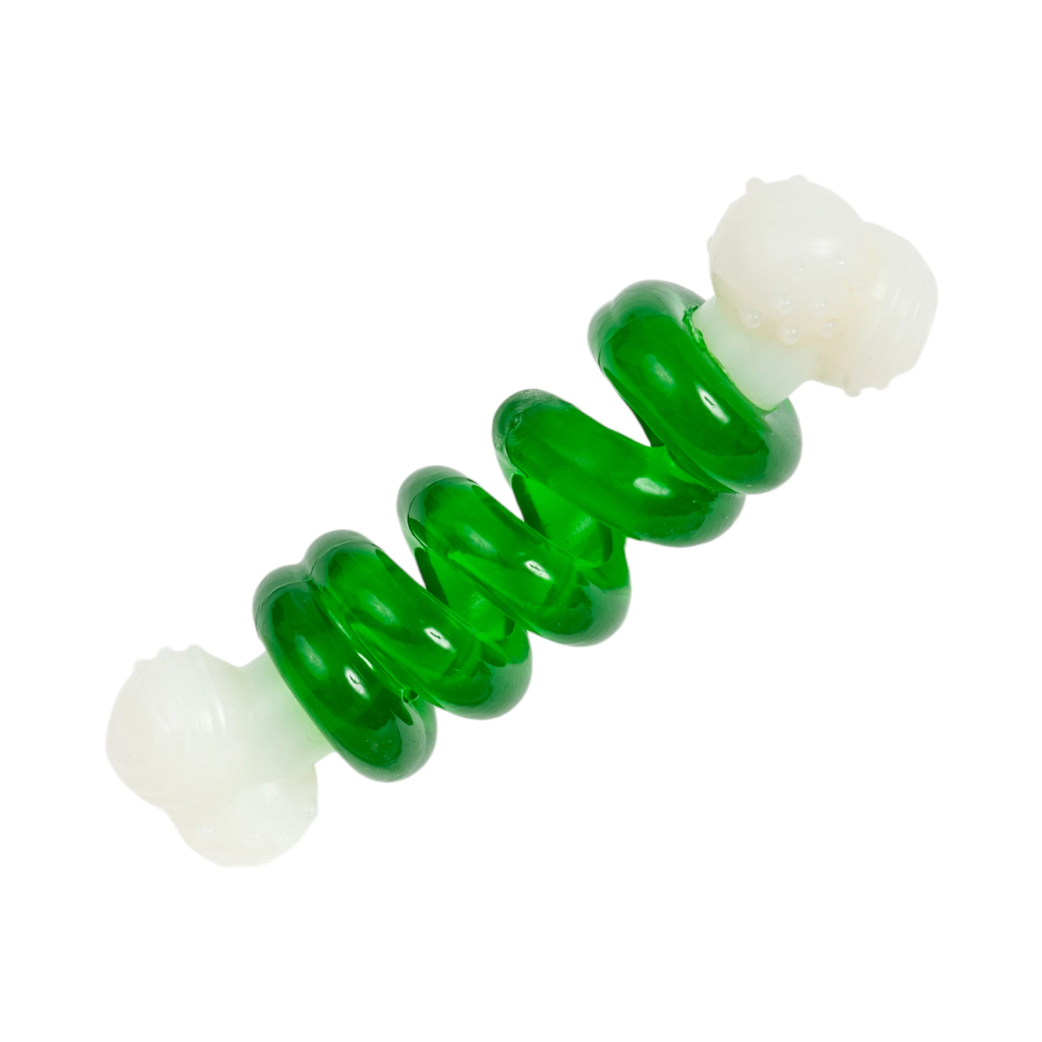 Country Living Bone-a-Treat Dog Chew Toy – Orange Bulged Balls & Green Spiral Ring - Image 7