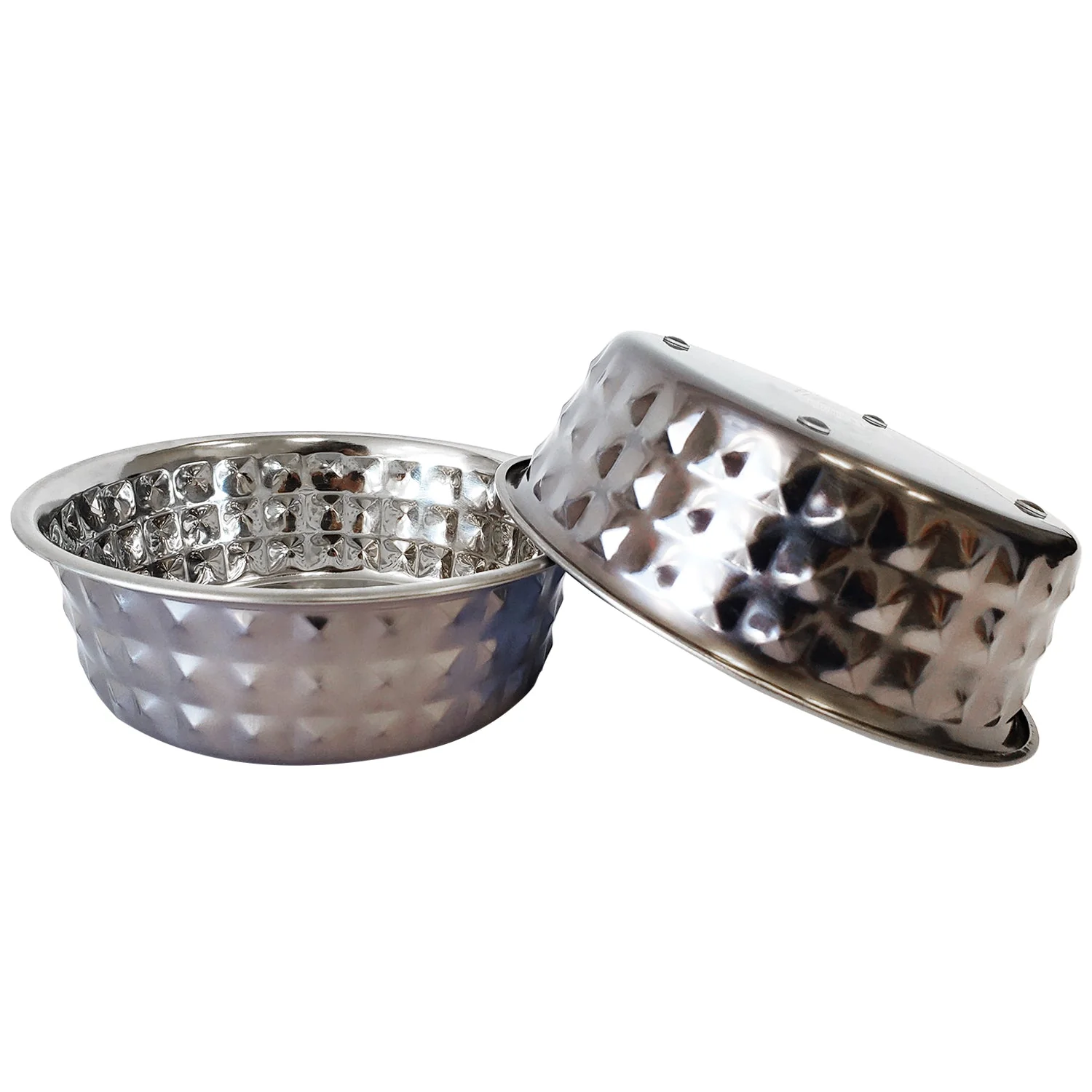 Country Living Set of 2 Hammered Stainless Steel Dog Bowls – Black Pearl - Image 2