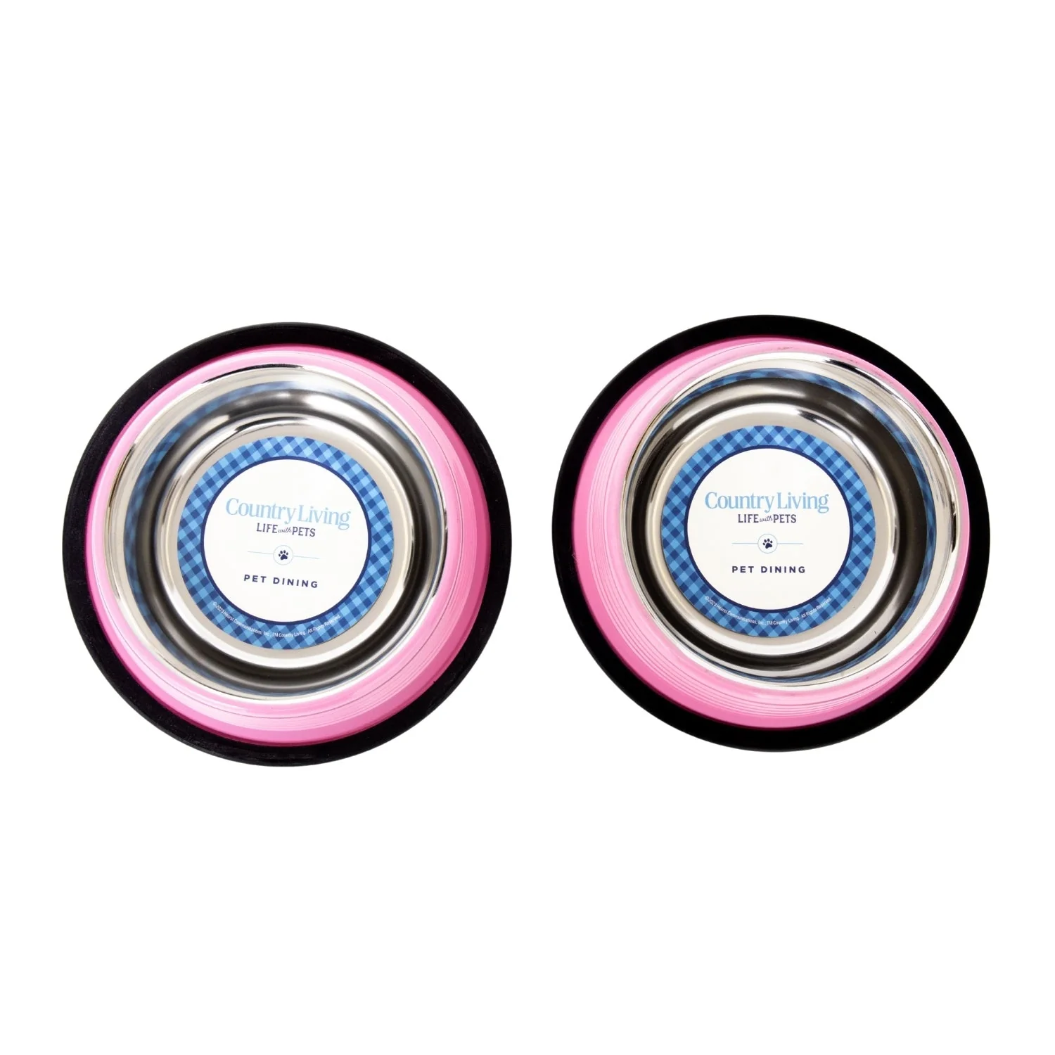 Country Living Set of 2 Ribbed Non-Slip Pet Bowls – Carnation Pink - Image 2