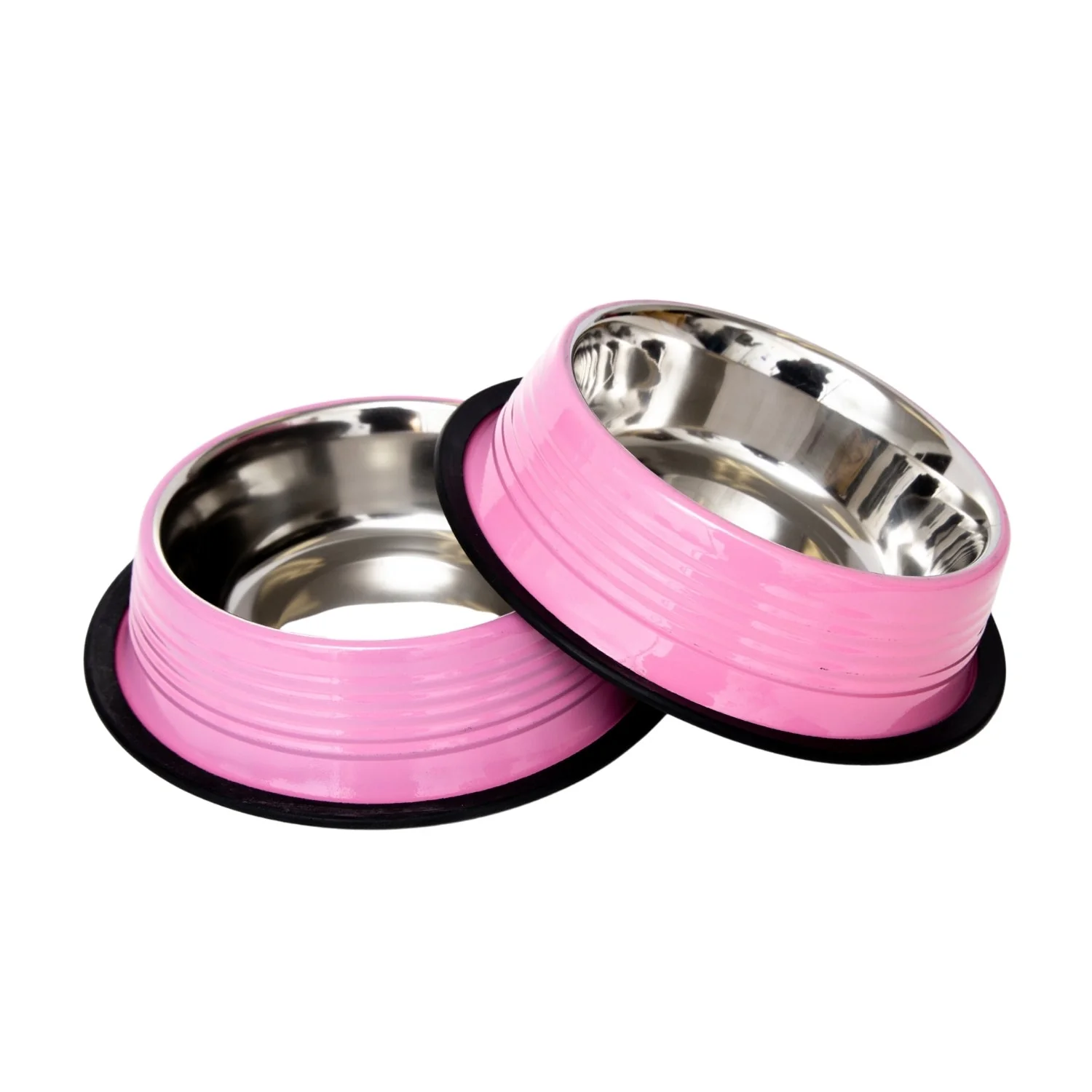 Country Living Set of 2 Ribbed Non-Slip Pet Bowls – Carnation Pink - Image 3
