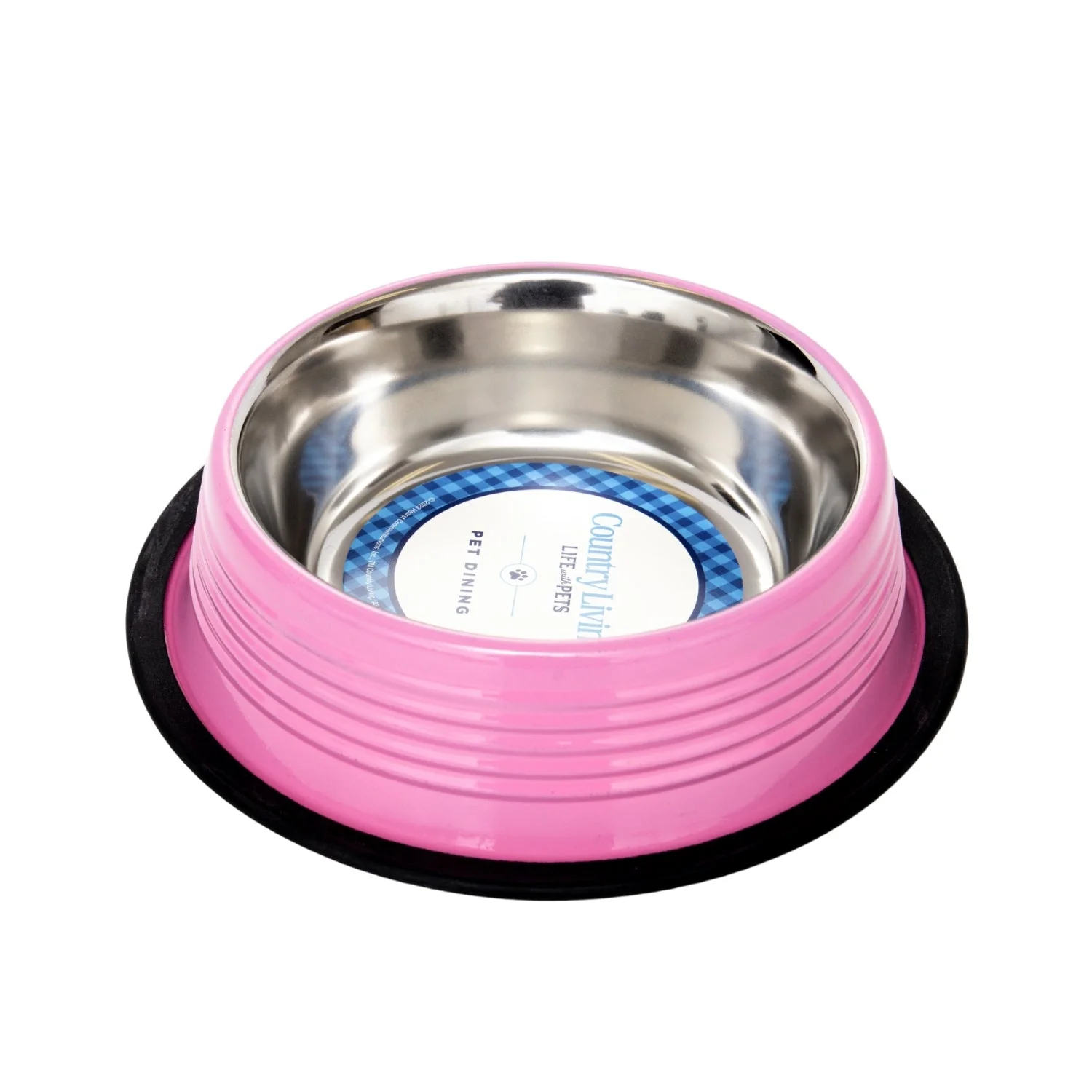 Country Living Set of 2 Ribbed Non-Slip Pet Bowls – Carnation Pink - Image 4