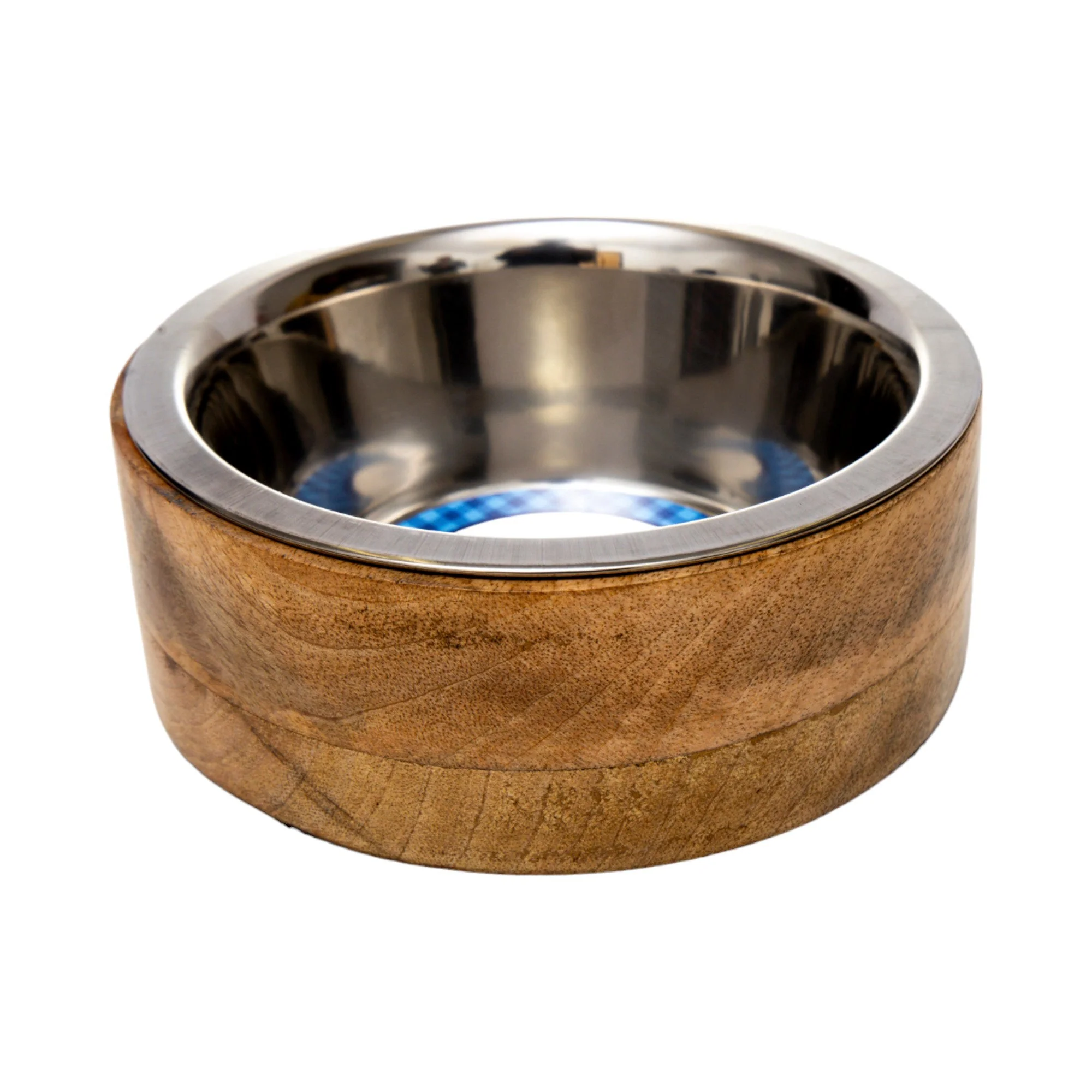 Country Living Stainless Steel Dog Bowl with Cylindrical Mango Wood Holder - Image 2