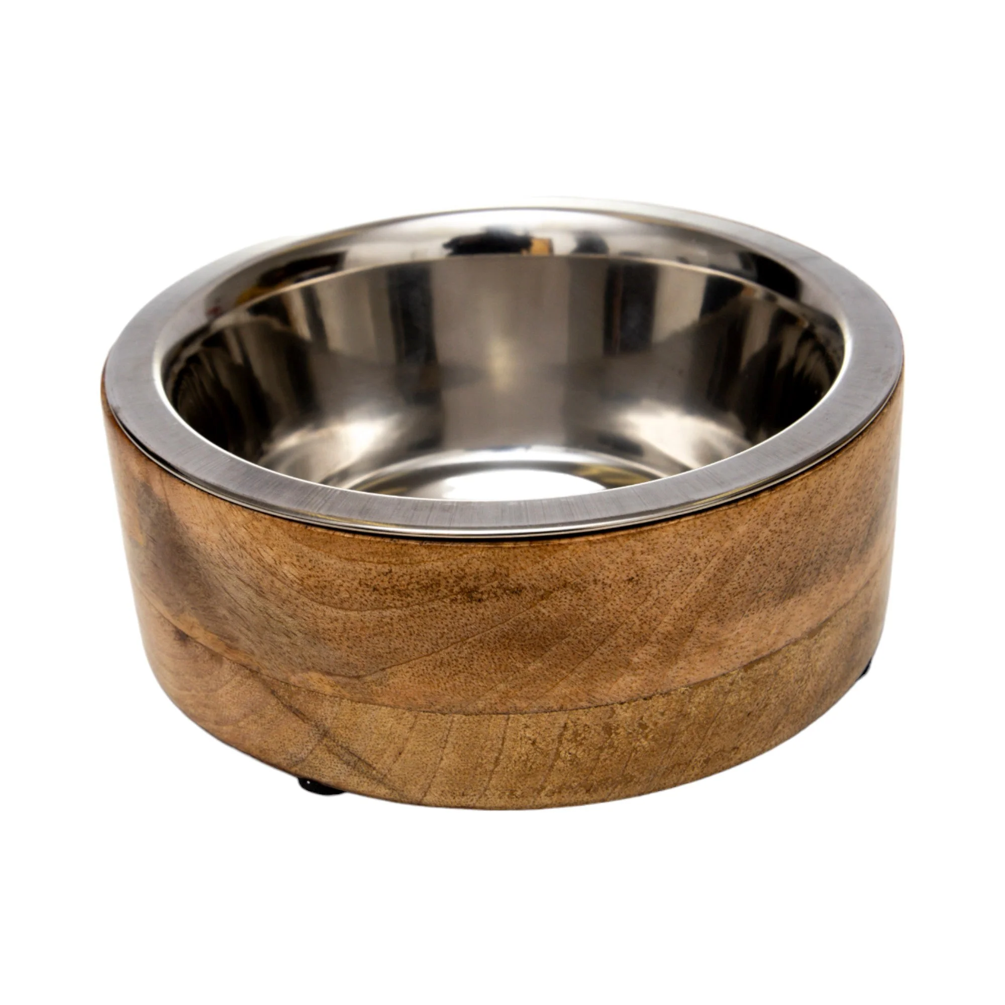 Country Living Stainless Steel Dog Bowl with Cylindrical Mango Wood Holder - Image 3
