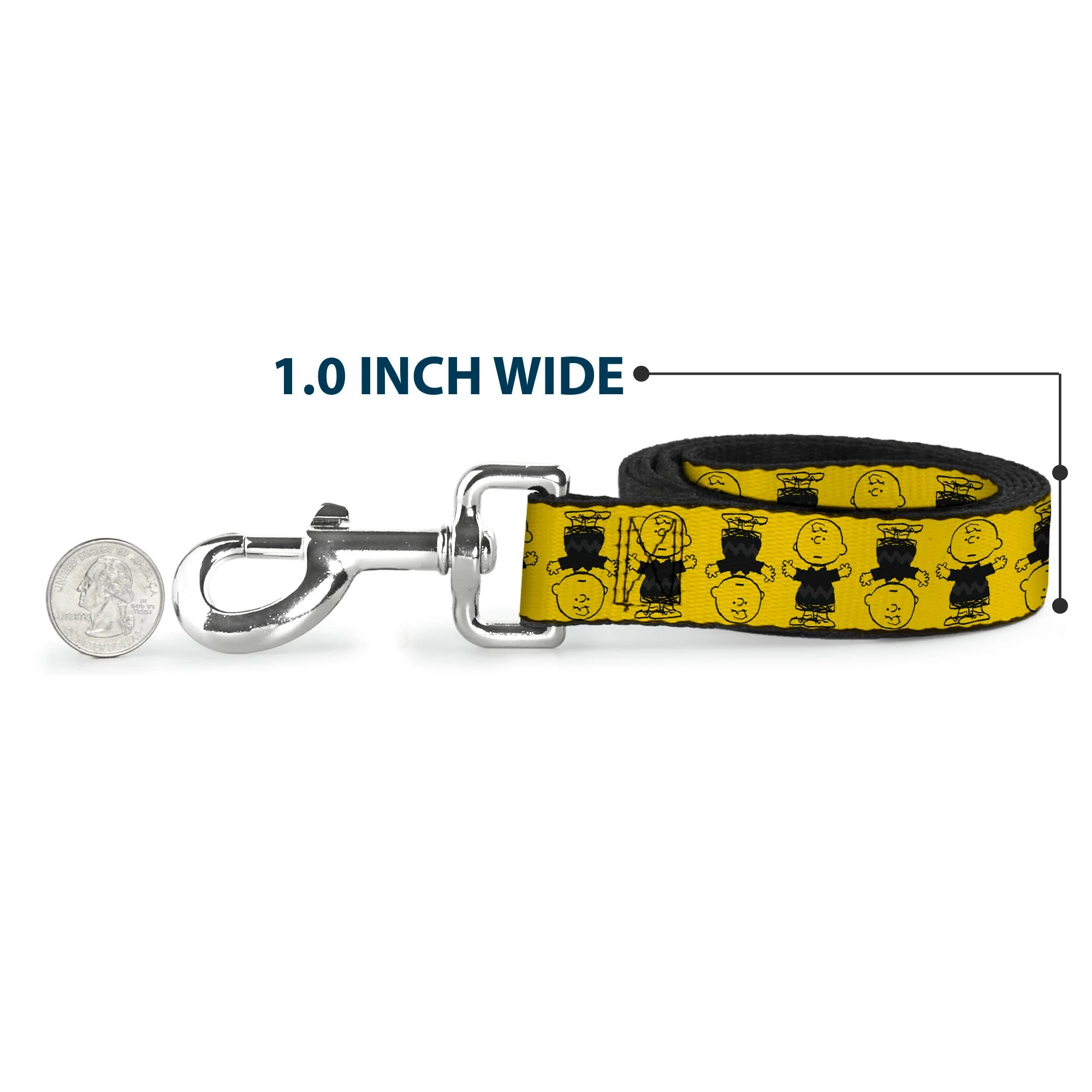 Dog Leash - Peanuts Charlie Brown Pose Flip Yellow/Black - Image 5