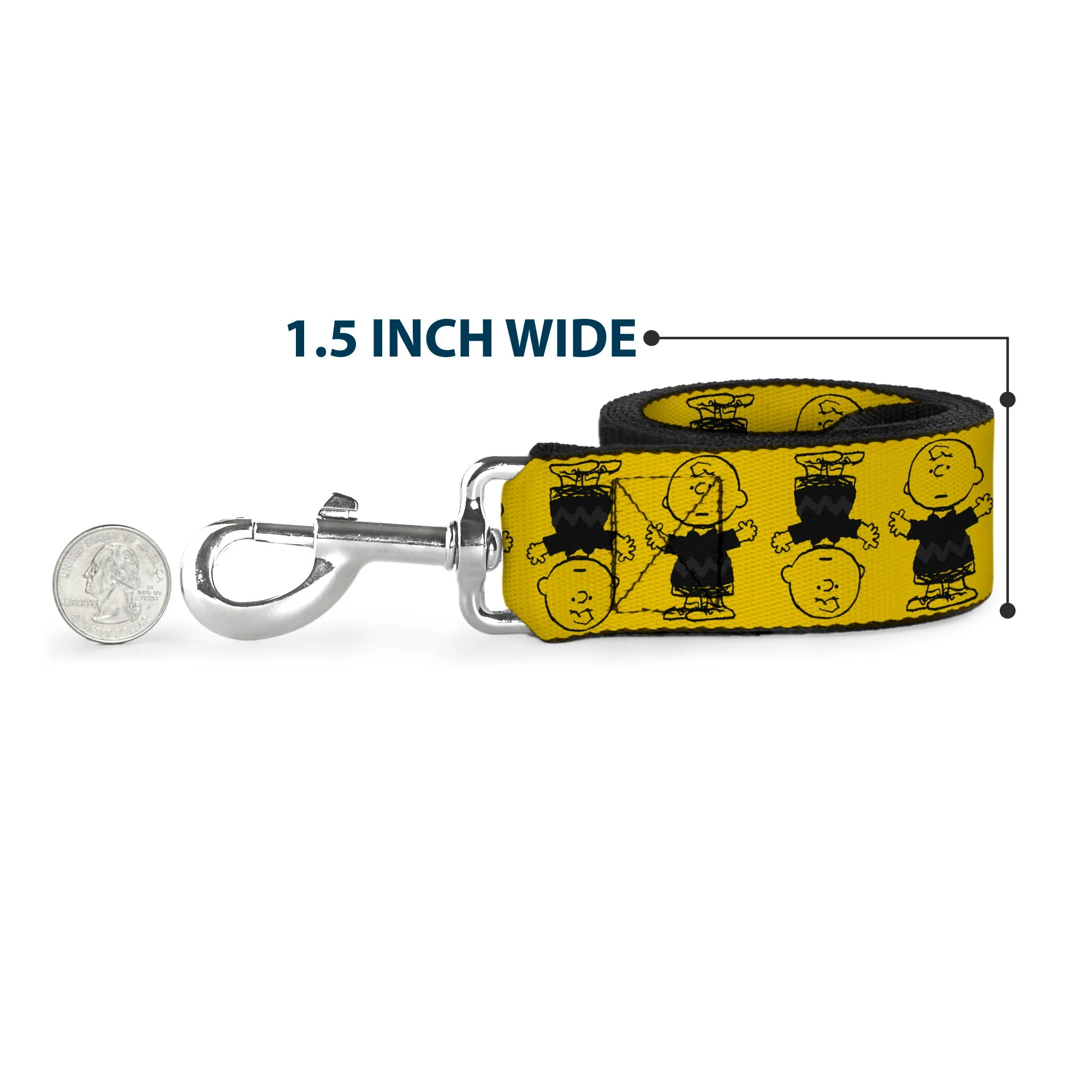 Dog Leash - Peanuts Charlie Brown Pose Flip Yellow/Black - Image 6