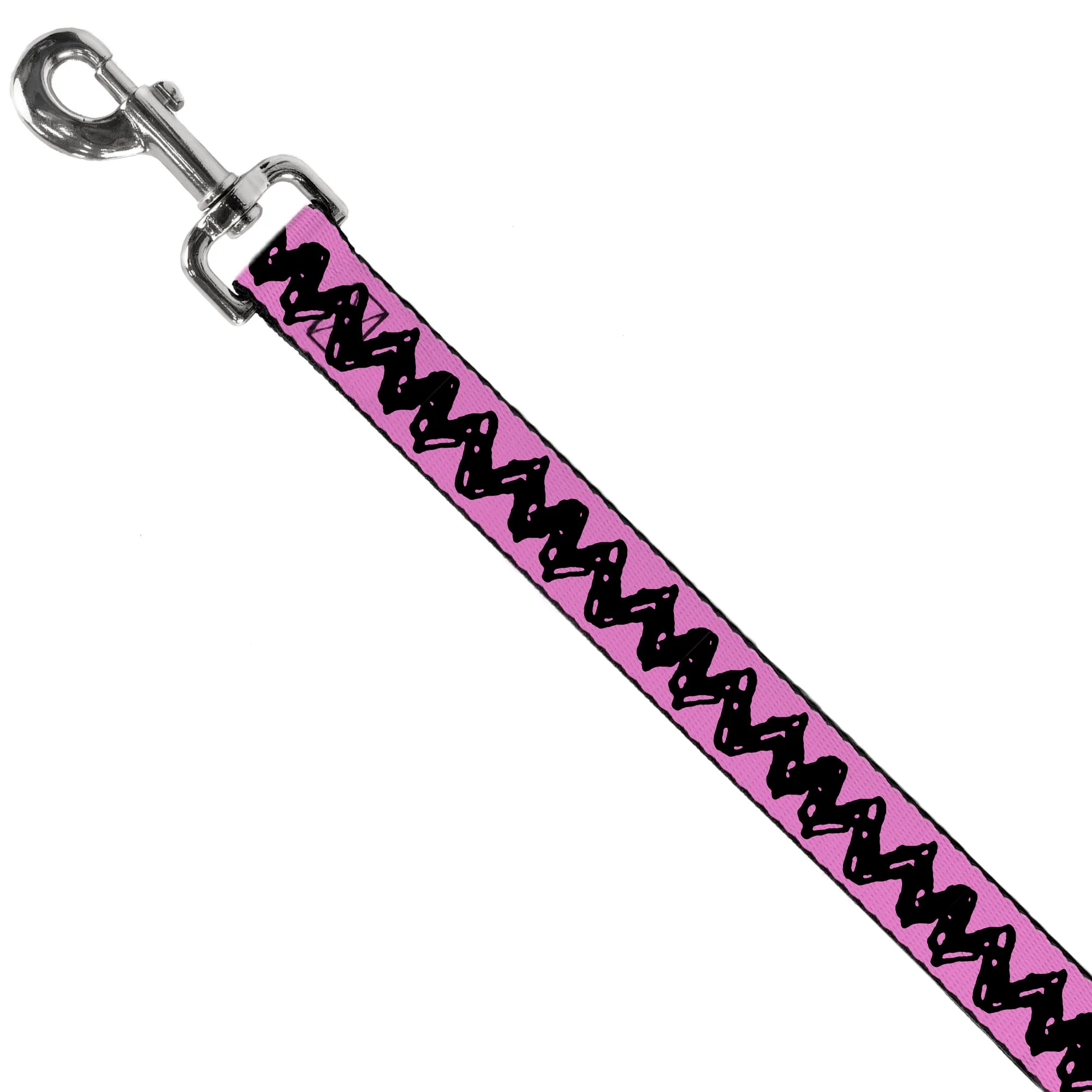 Dog Leash - Peanuts Charlie Brown Zig Zag Stripe Pink/Black - Image 2