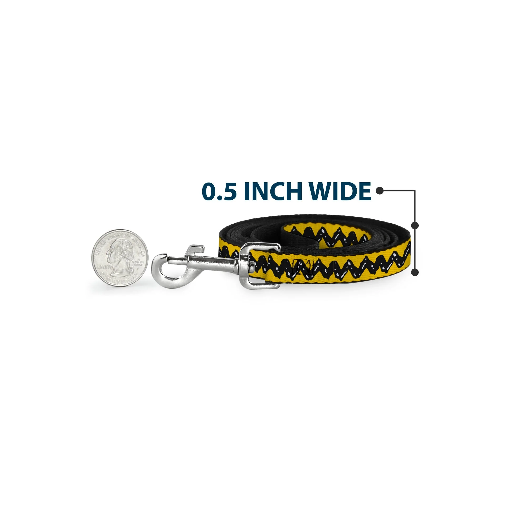 Dog Leash - Peanuts Charlie Brown Zig Zag Stripe Yellow/Black - Image 4
