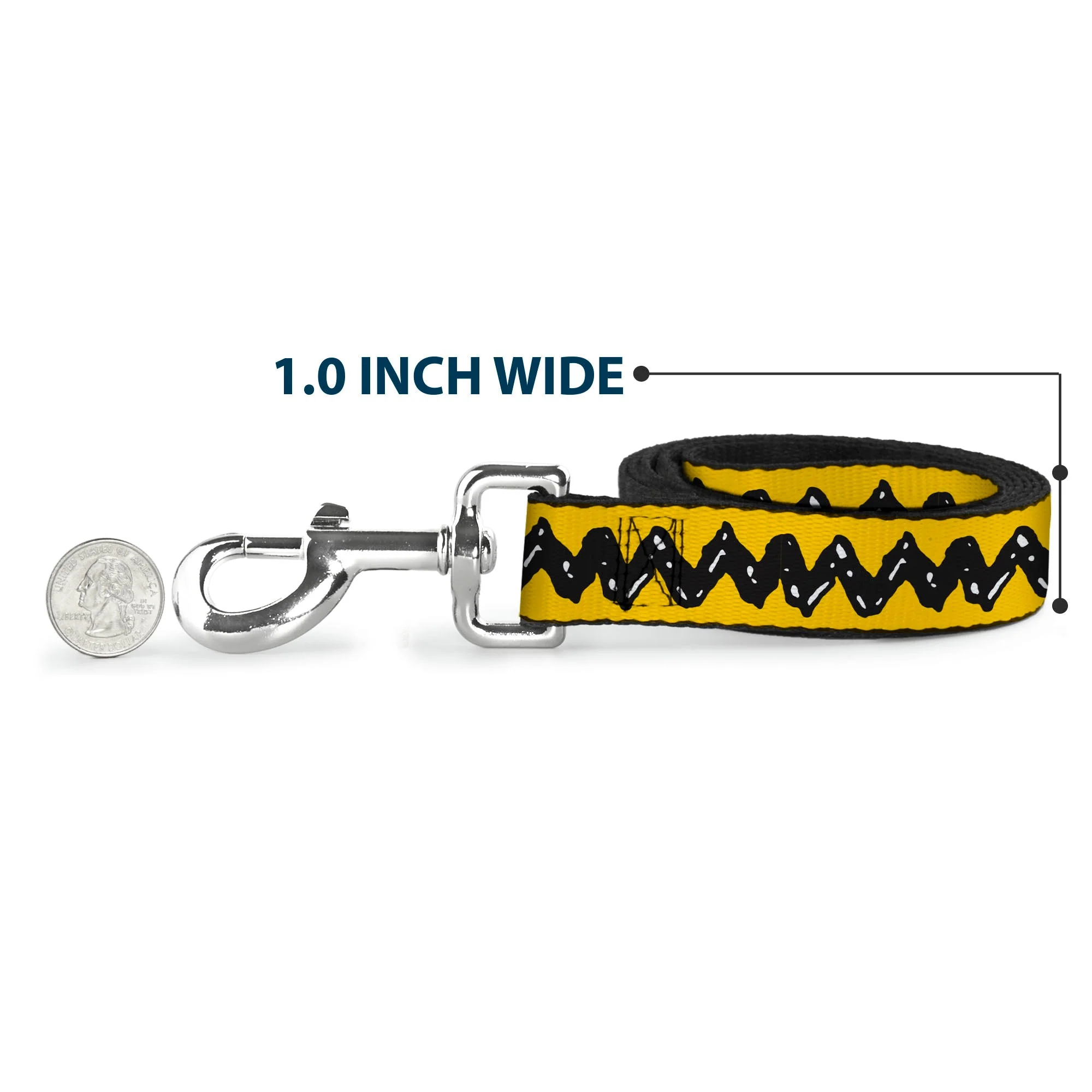 Dog Leash - Peanuts Charlie Brown Zig Zag Stripe Yellow/Black - Image 5