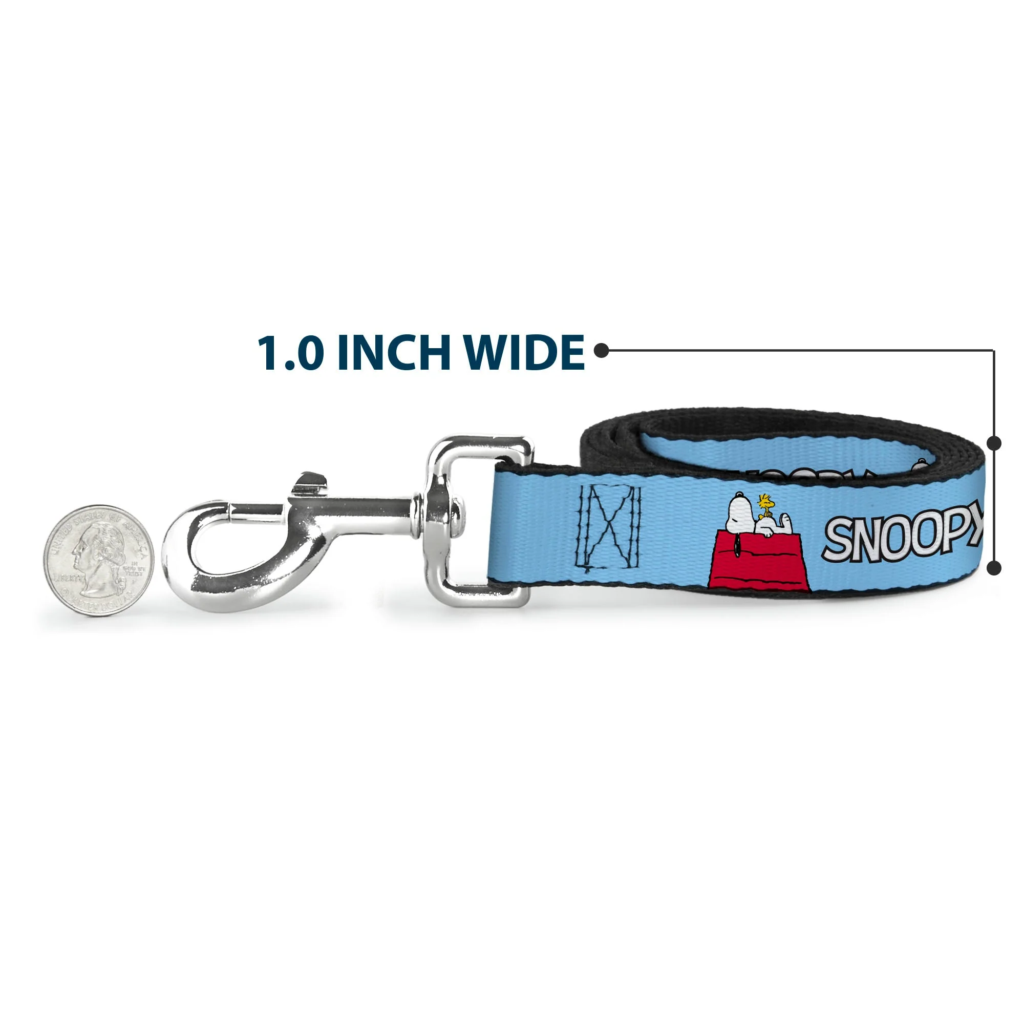 Dog Leash - Peanuts Snoopy and Woodstock Dog House Pose and Text Sky Blue - Image 5