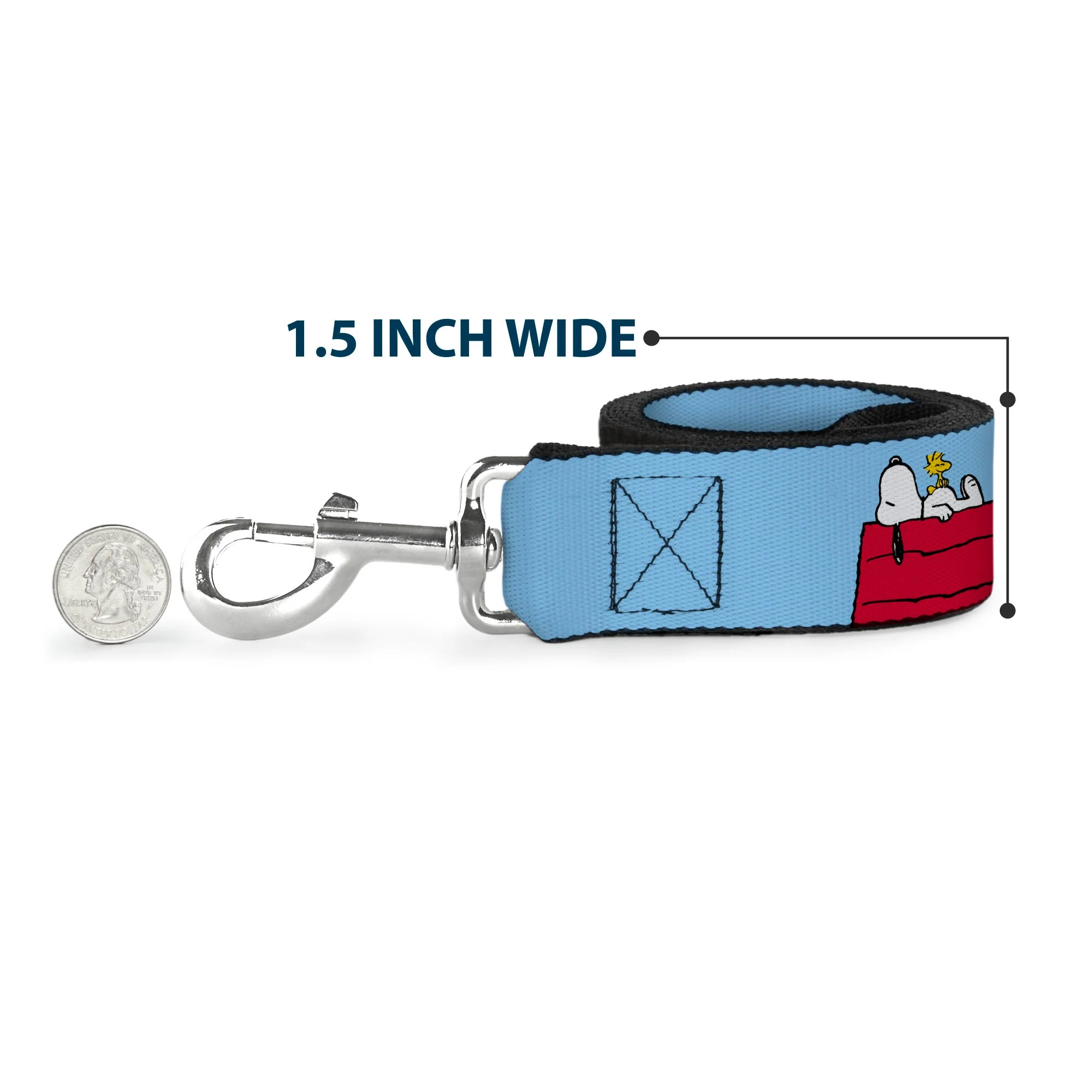 Dog Leash - Peanuts Snoopy and Woodstock Dog House Pose and Text Sky Blue - Image 6