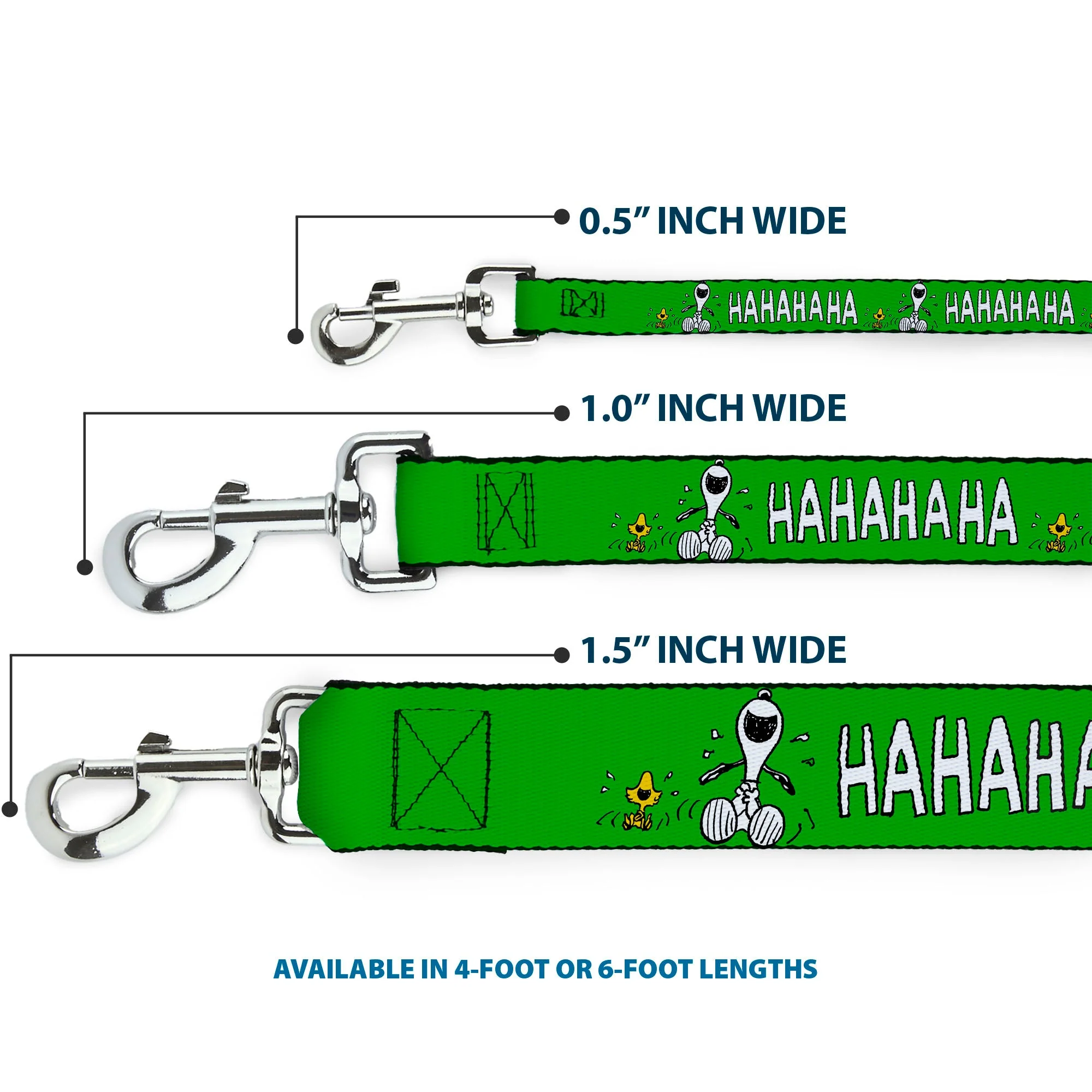 Dog Leash - Peanuts Snoopy and Woodstock Laughing HAHA Pose Green - Image 3