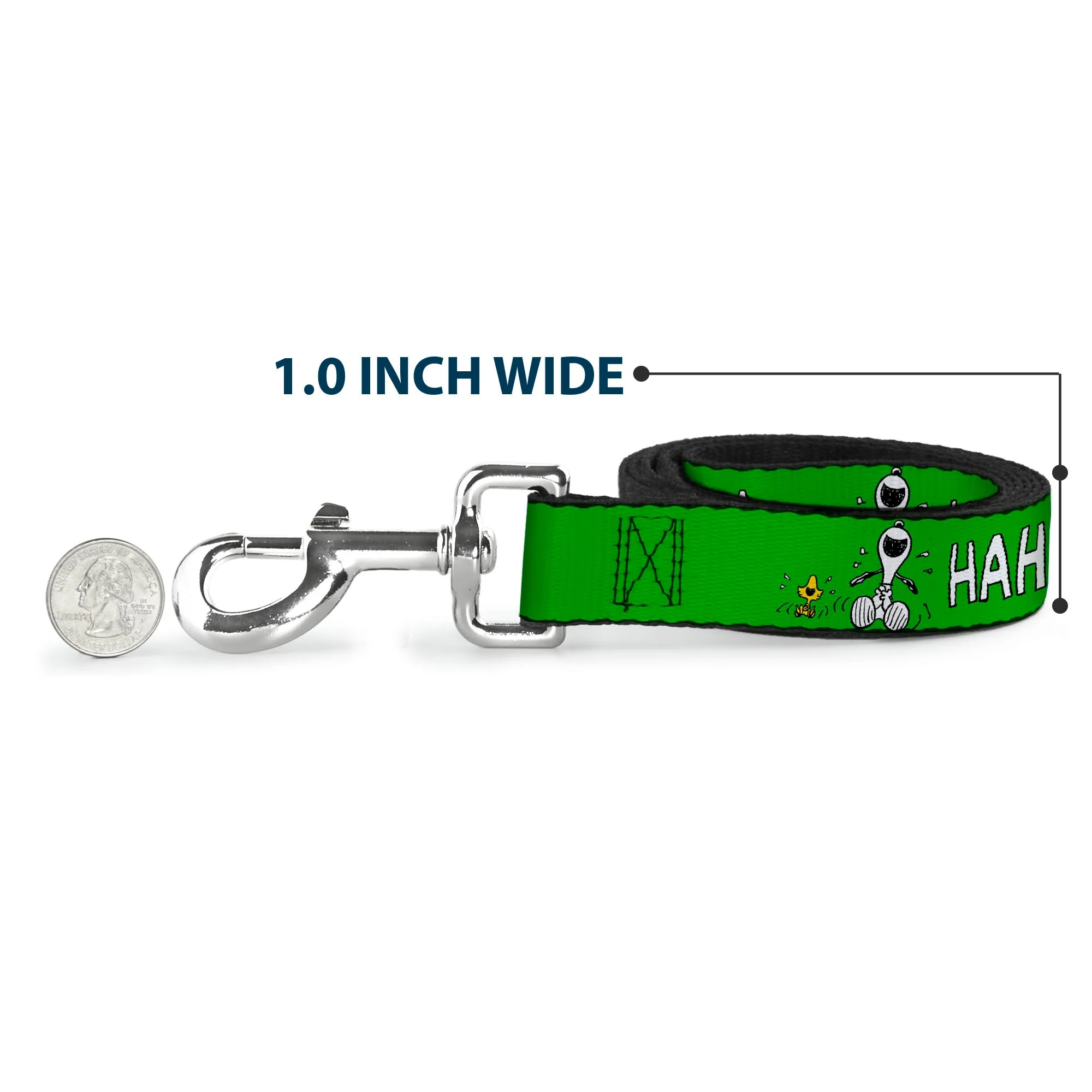 Dog Leash - Peanuts Snoopy and Woodstock Laughing HAHA Pose Green - Image 5