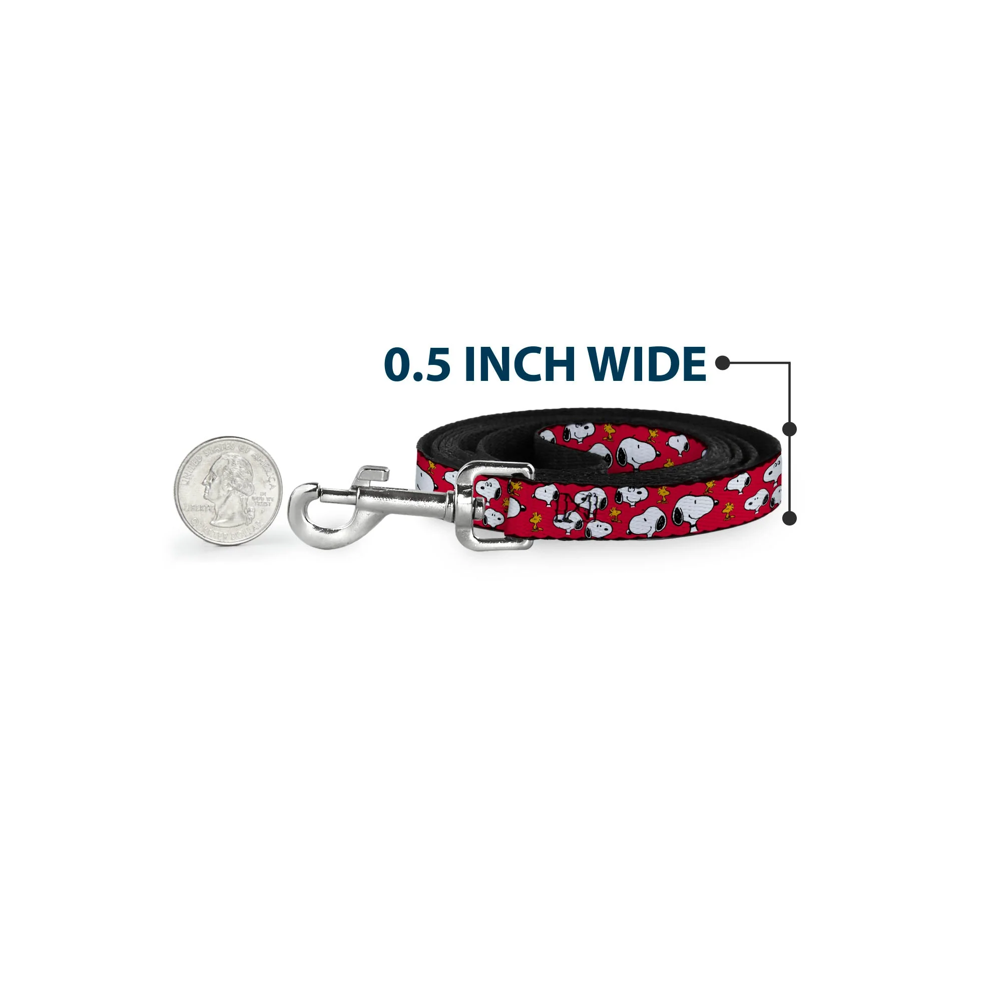 Dog Leash - Peanuts Snoopy and Woodstock Poses Scattered Red - Image 4