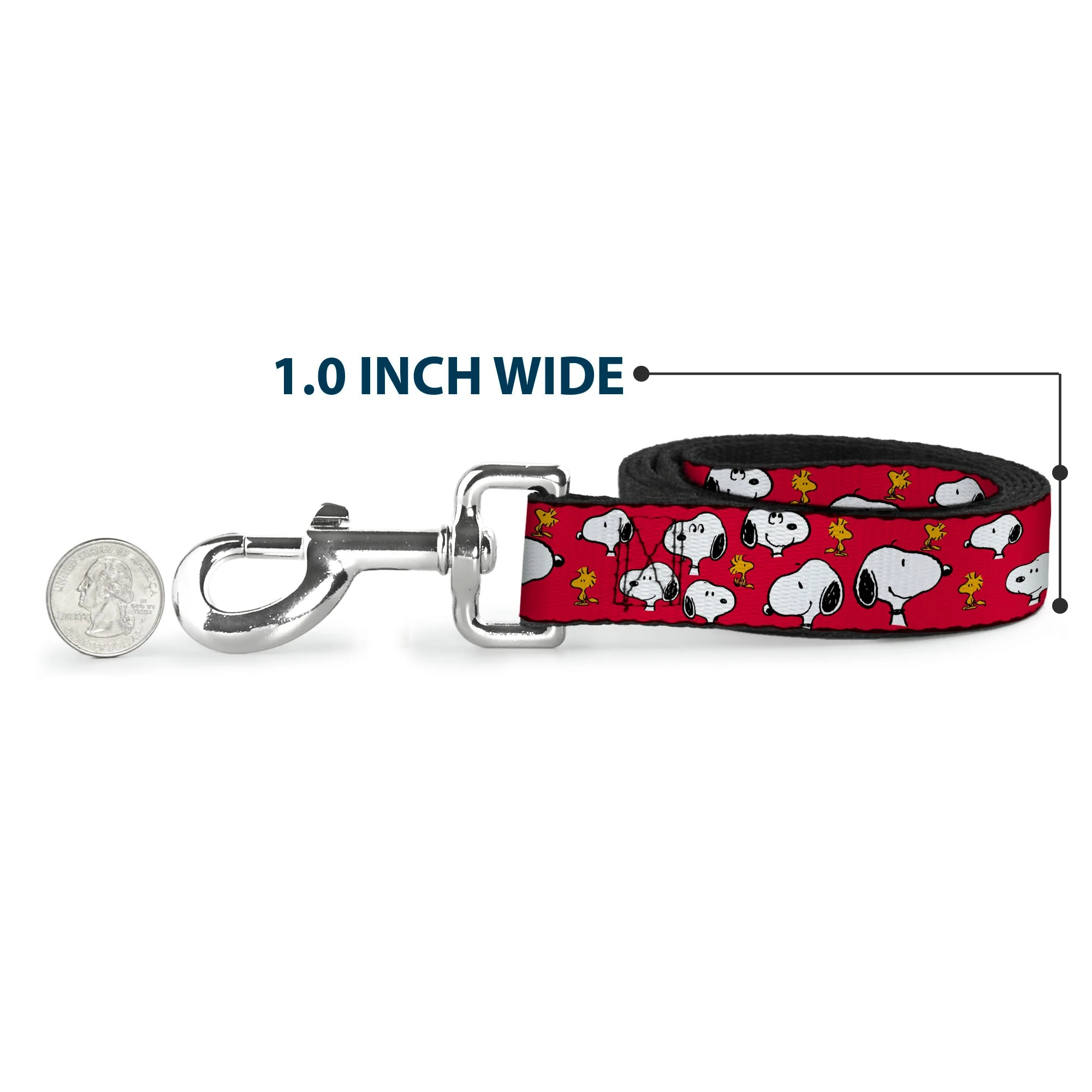 Dog Leash - Peanuts Snoopy and Woodstock Poses Scattered Red - Image 5