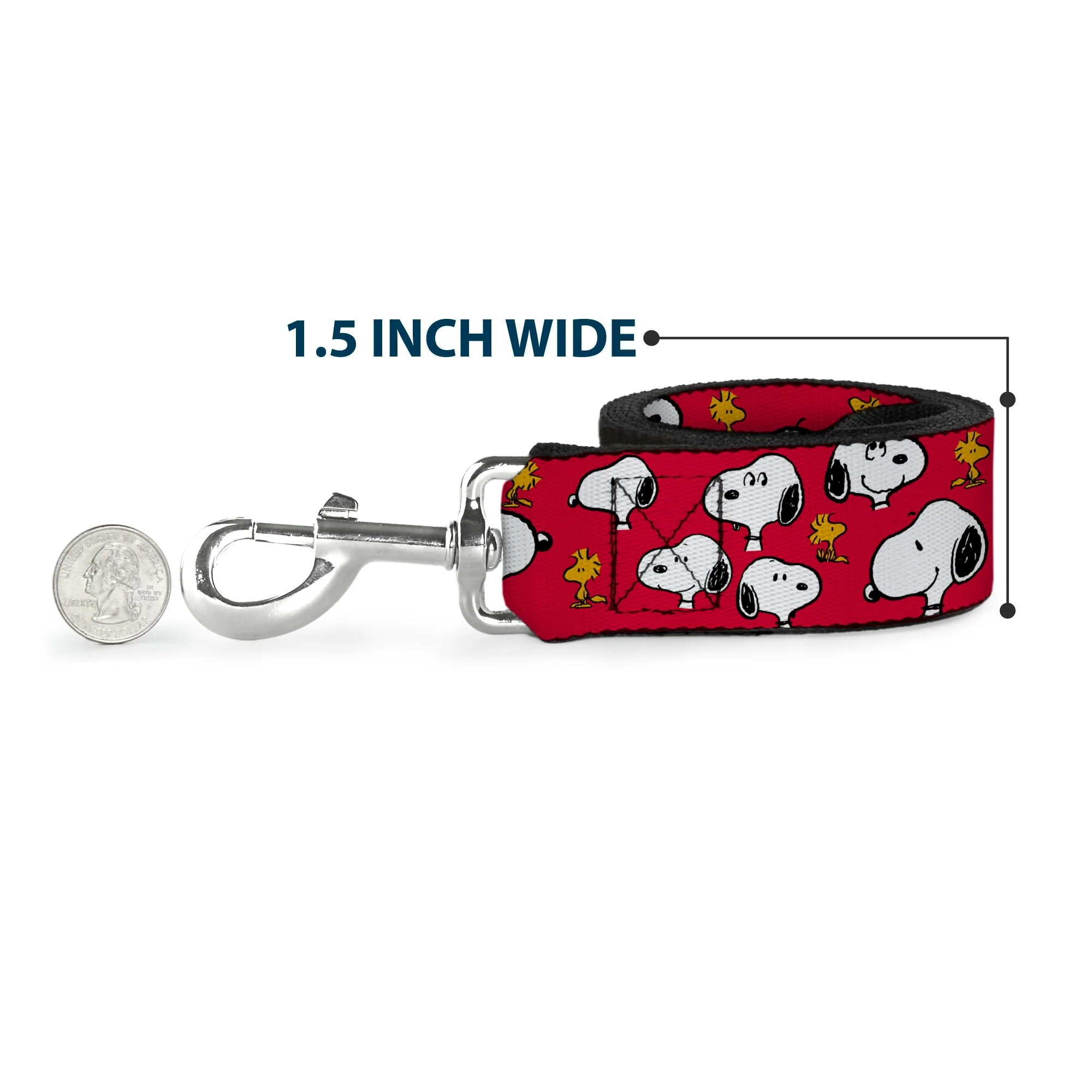 Dog Leash - Peanuts Snoopy and Woodstock Poses Scattered Red - Image 6
