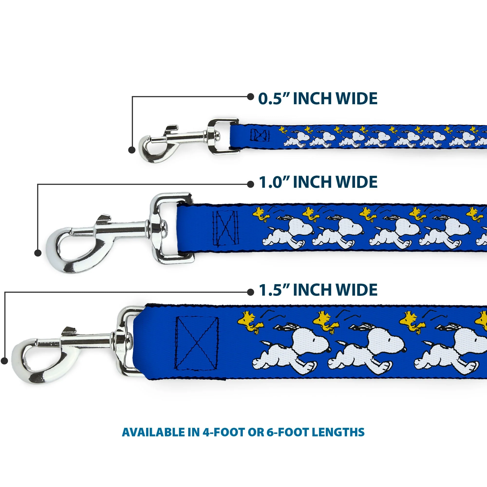 Dog Leash - Peanuts Snoopy Running and Woodstock Pose Blue - Image 3
