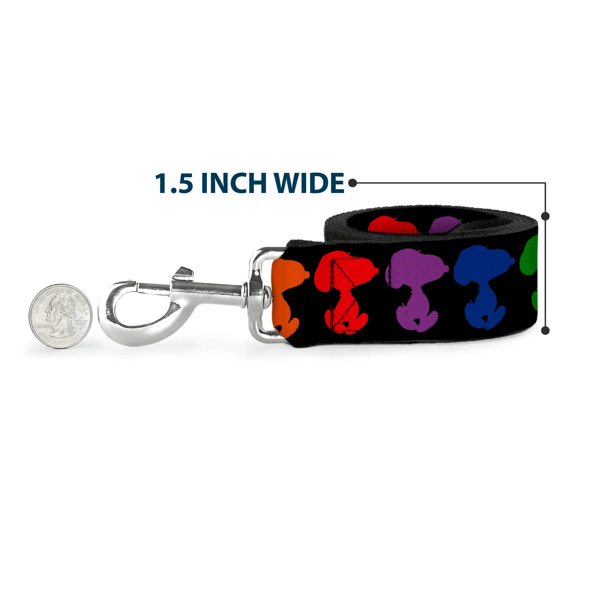 Dog Leash - Peanuts Snoopy Silhoutte Pose Black/Rainbow Multi Color - Image 6