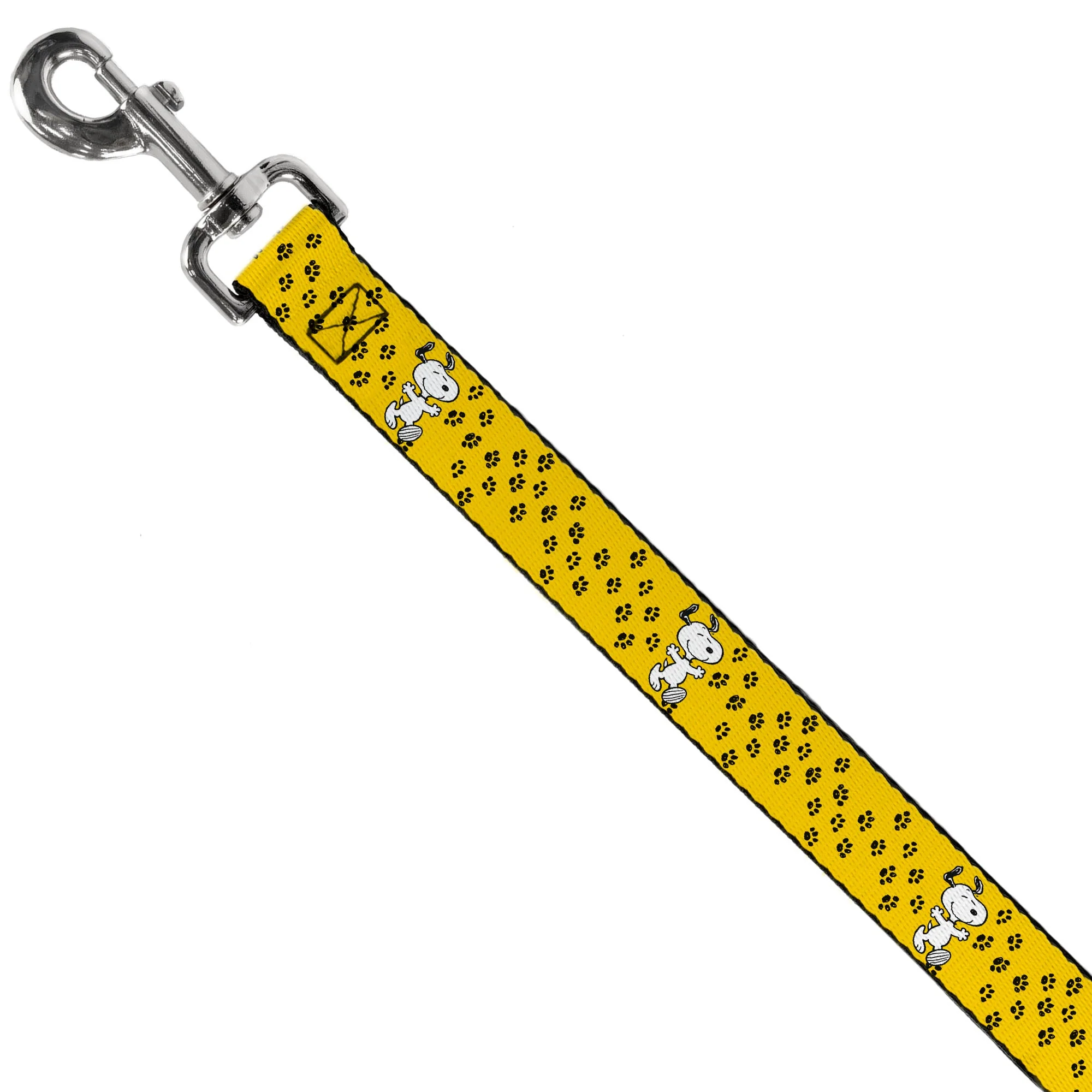 Dog Leash - Peanuts Snoopy Smiling Pose/Paw Print Yellow/Black/White - Image 2