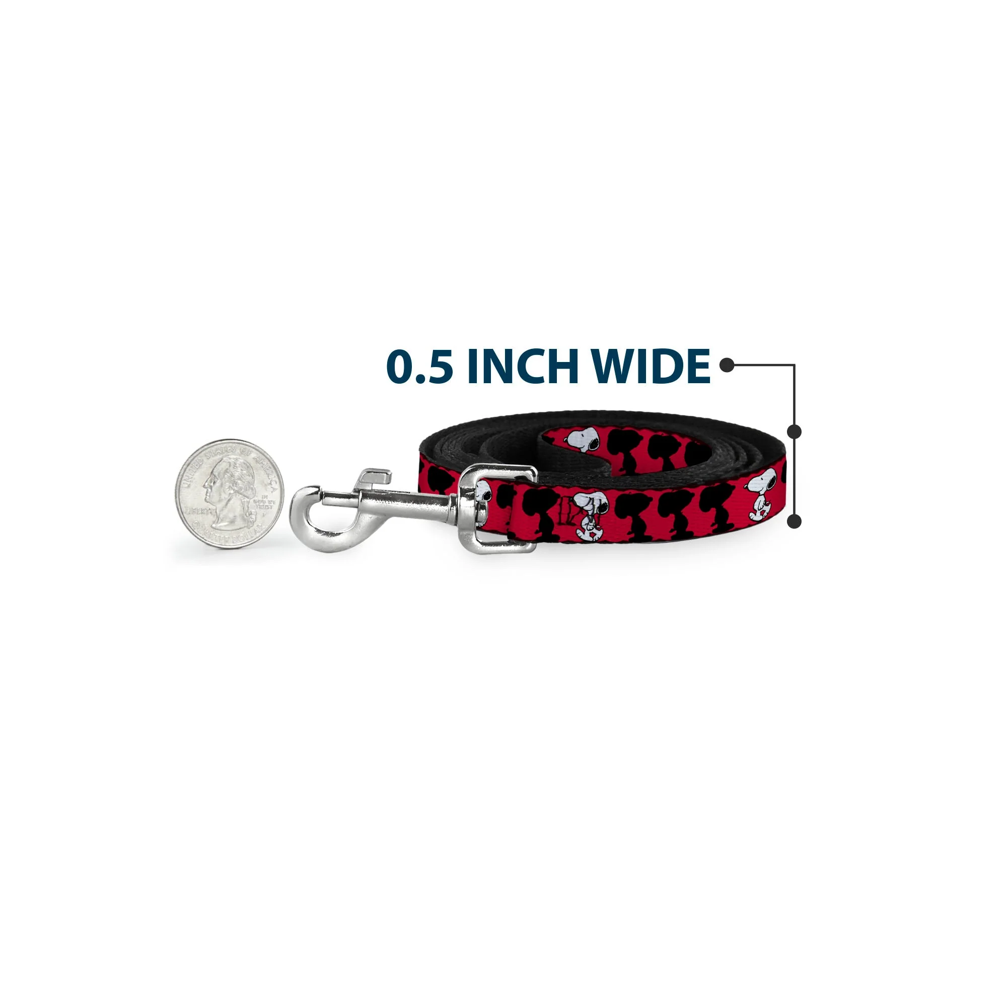 Dog Leash - Peanuts Snoopy Walking/Silhouette Pose Red/Black/White - Image 4