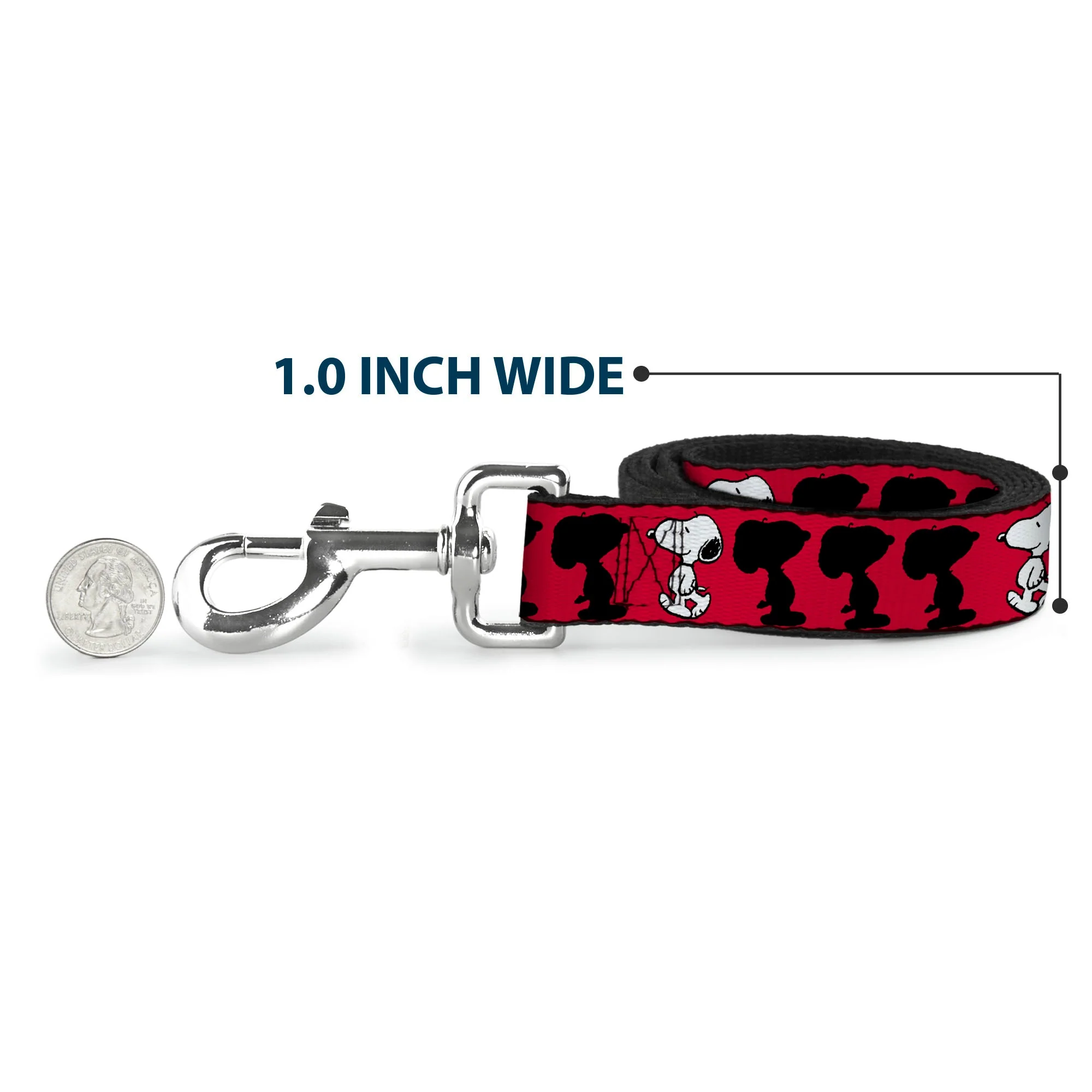 Dog Leash - Peanuts Snoopy Walking/Silhouette Pose Red/Black/White - Image 5