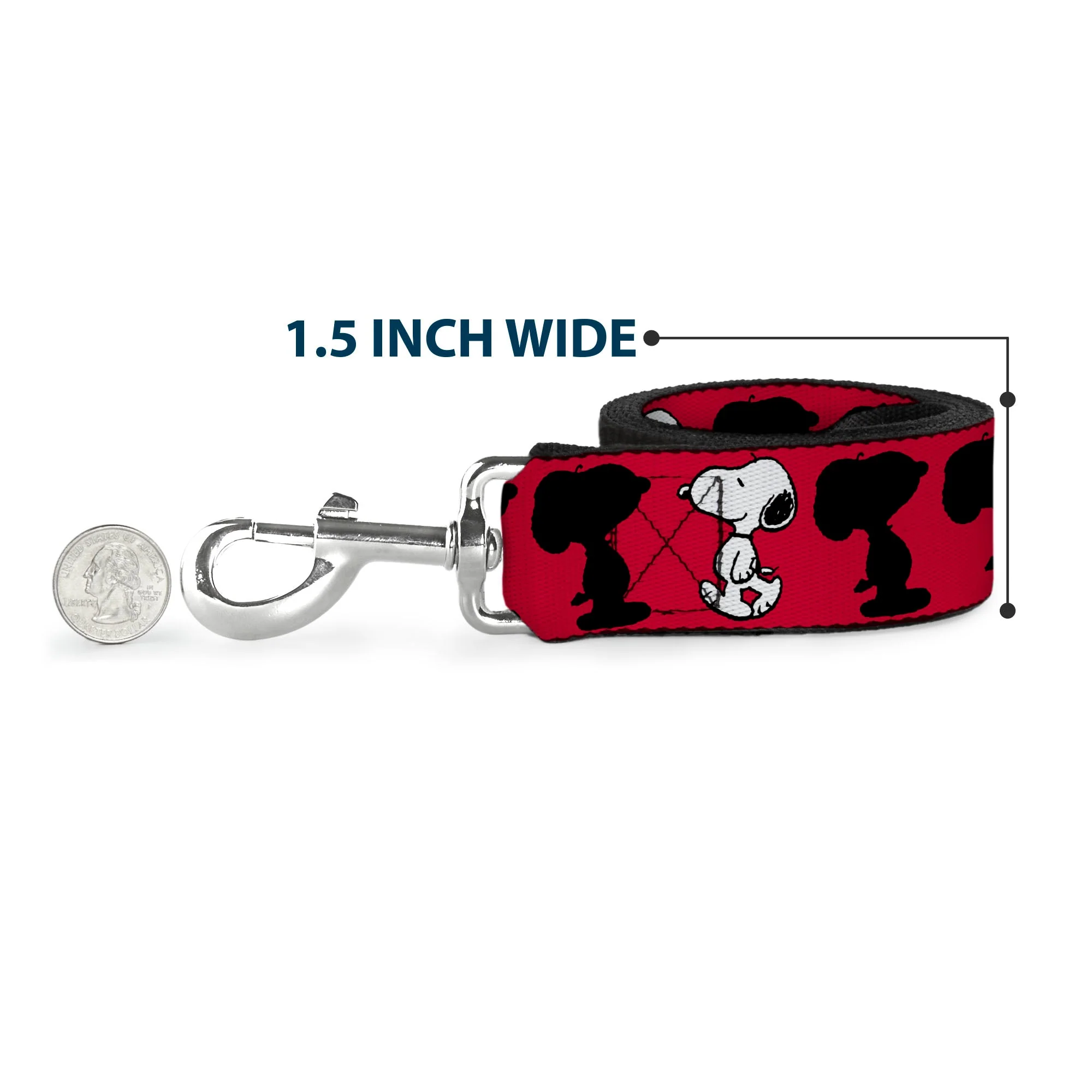 Dog Leash - Peanuts Snoopy Walking/Silhouette Pose Red/Black/White - Image 6