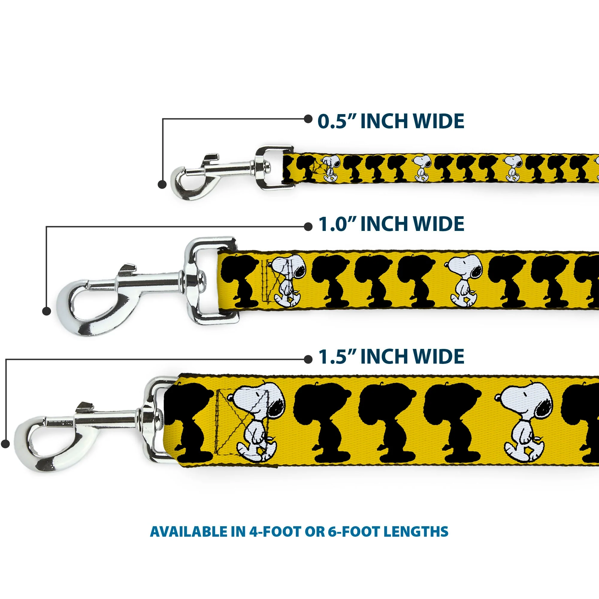 Dog Leash - Peanuts Snoopy Walking/Silhouette Pose Yellow/Black/White - Image 3