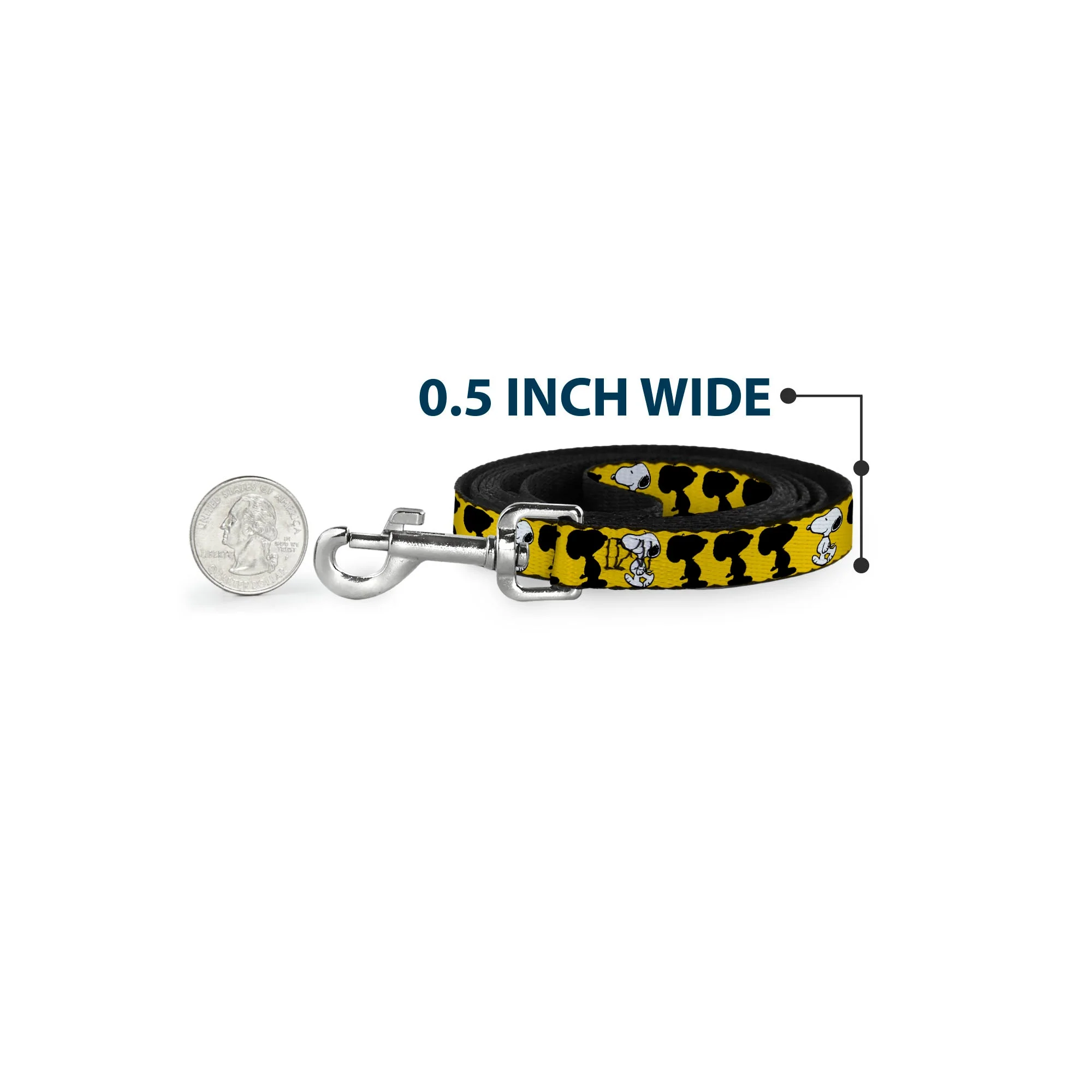 Dog Leash - Peanuts Snoopy Walking/Silhouette Pose Yellow/Black/White - Image 4