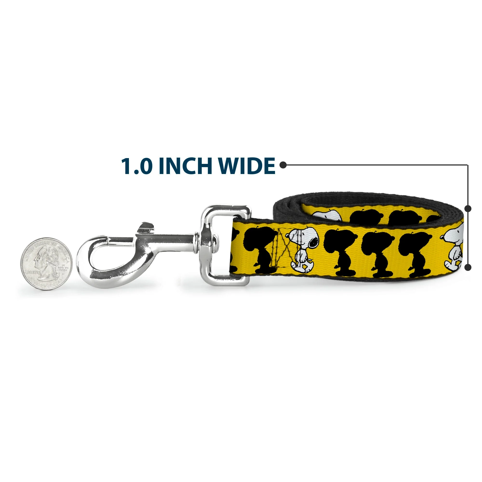 Dog Leash - Peanuts Snoopy Walking/Silhouette Pose Yellow/Black/White - Image 5