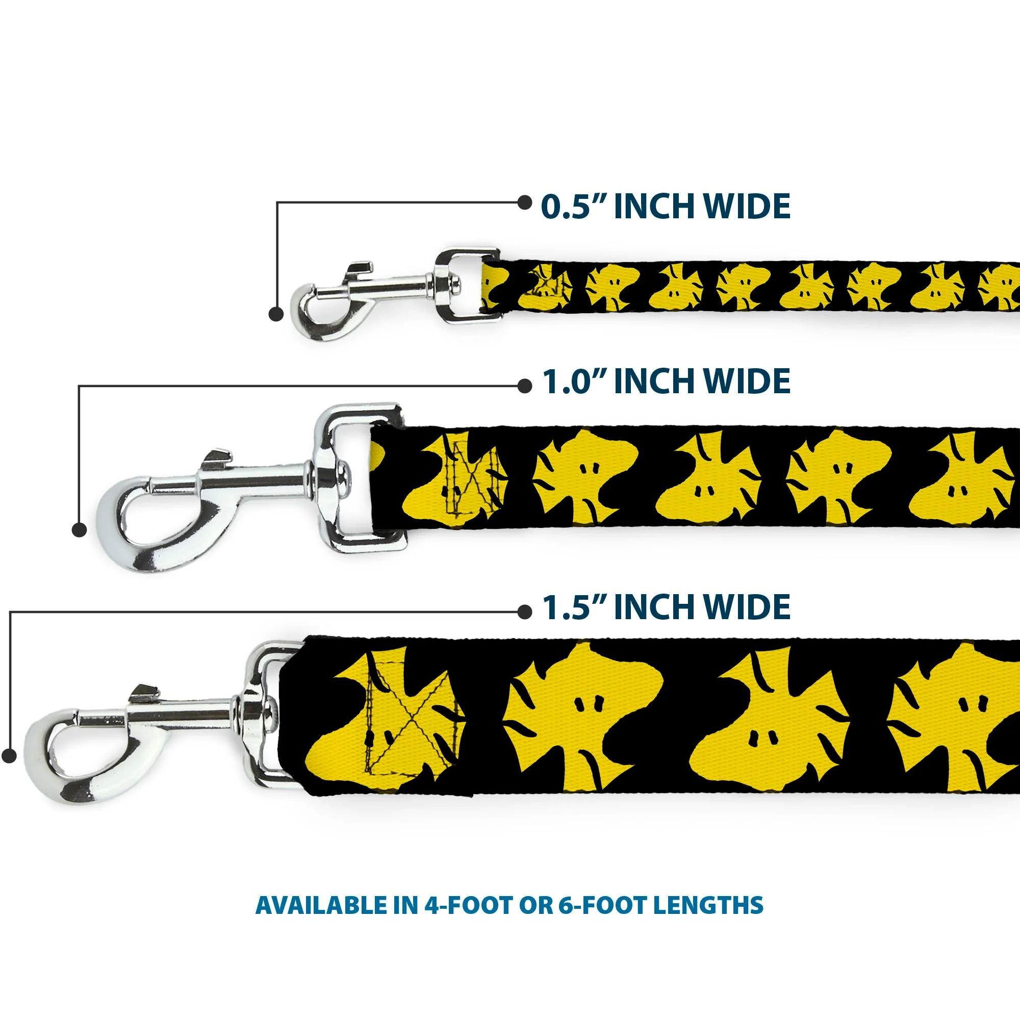 Dog Leash - Peanuts Woodstock Face Flip Black/Yellow - Image 3
