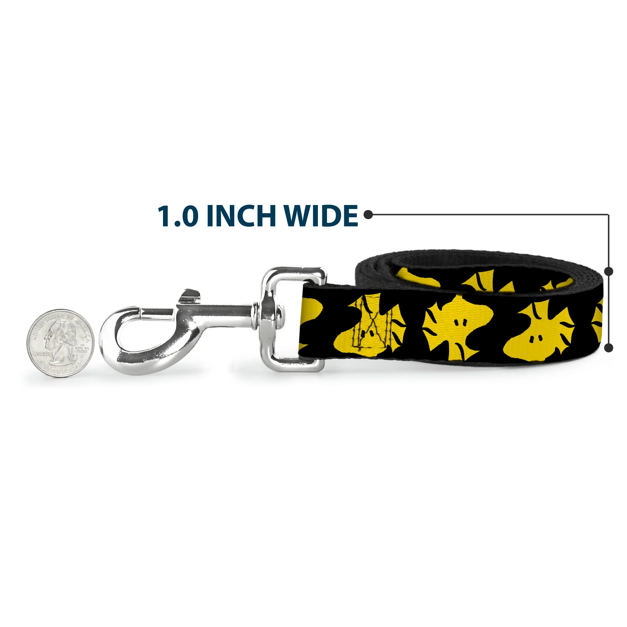 Dog Leash - Peanuts Woodstock Face Flip Black/Yellow - Image 5