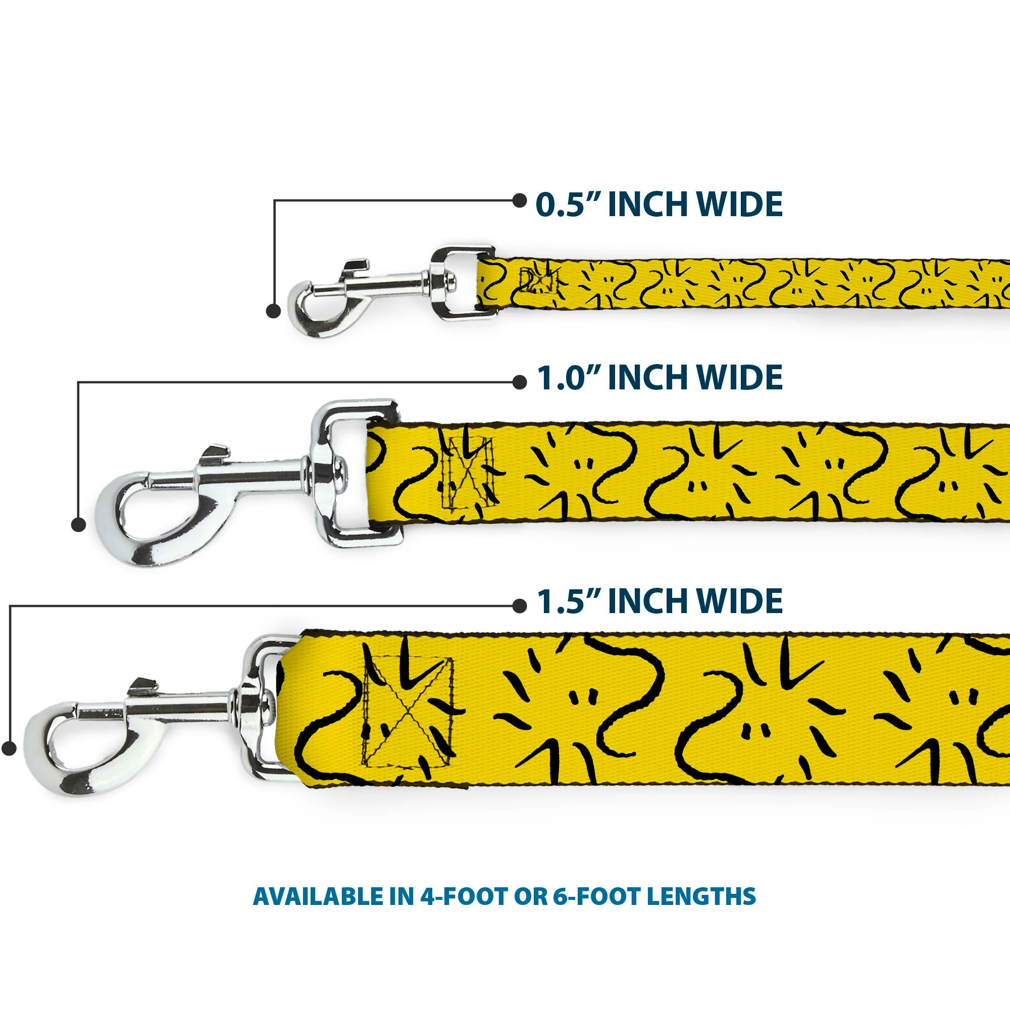 Dog Leash - Peanuts Woodstock Line Face Line Art Yellow/Black - Image 3