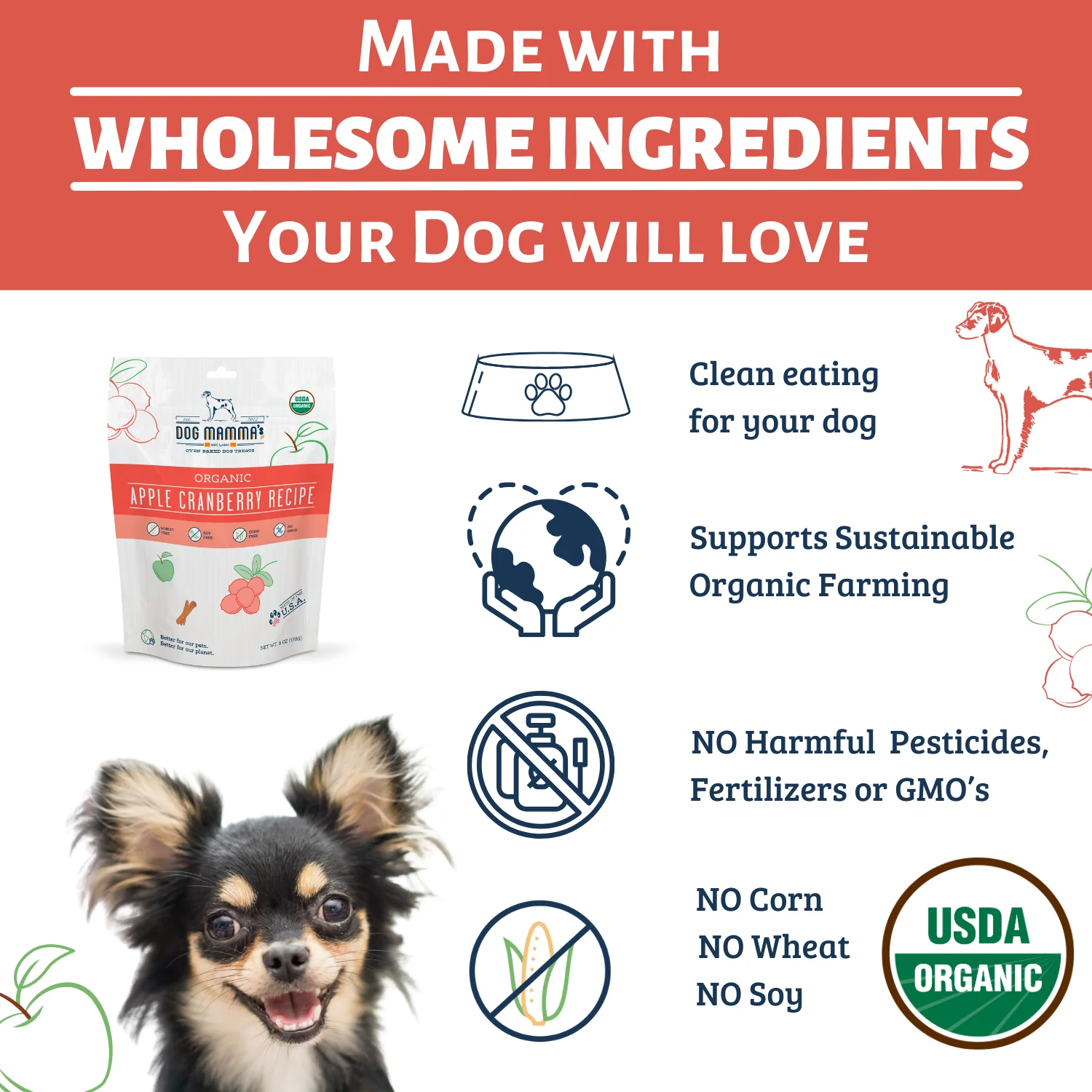 Dog Mamma's Organic Apple Cranberry Recipe - USDA Organic Certified Dog Treats - Image 3