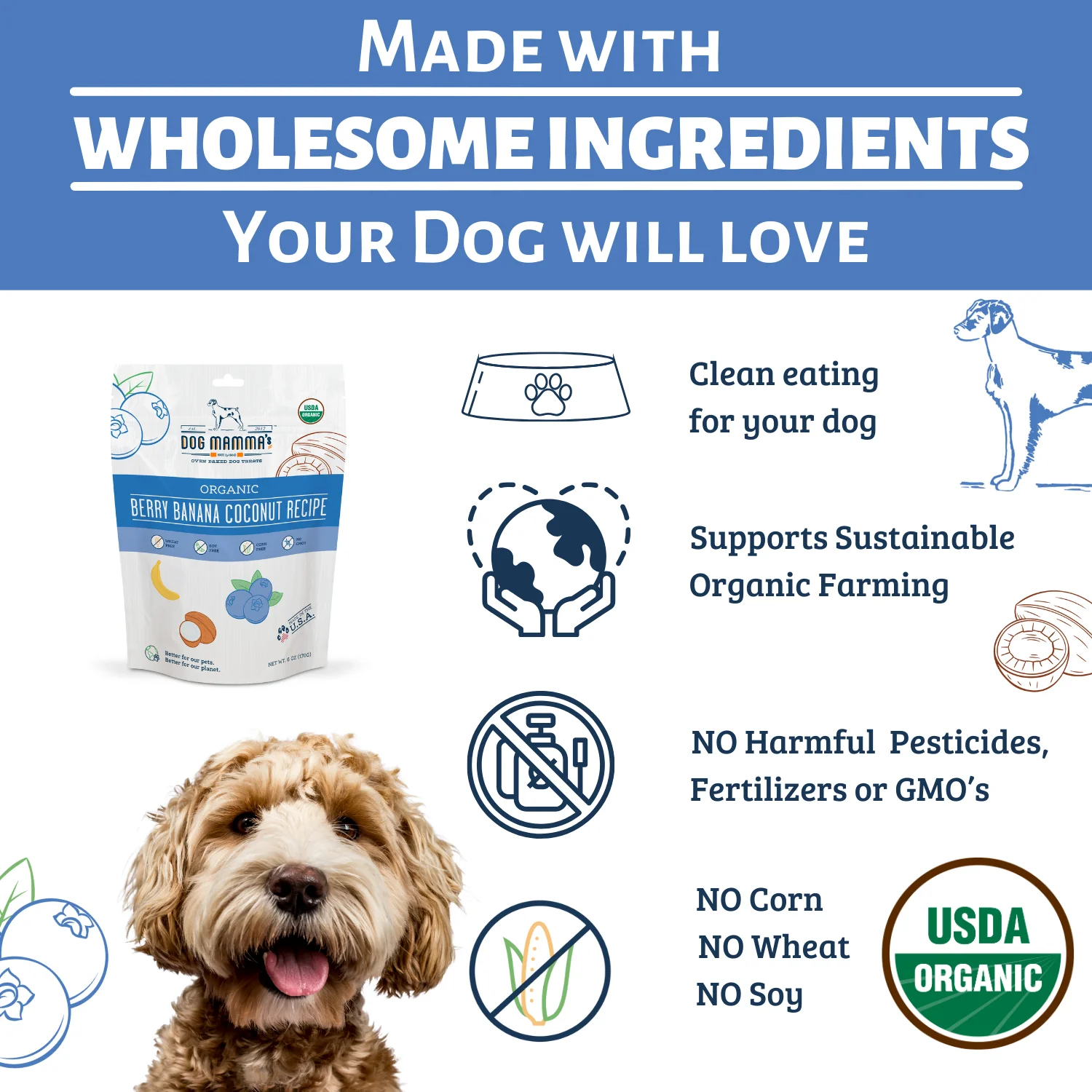 Dog Mamma's Organic Berry Banana Coconut Recipe - USDA Organic Certified Dog Treats - Image 3