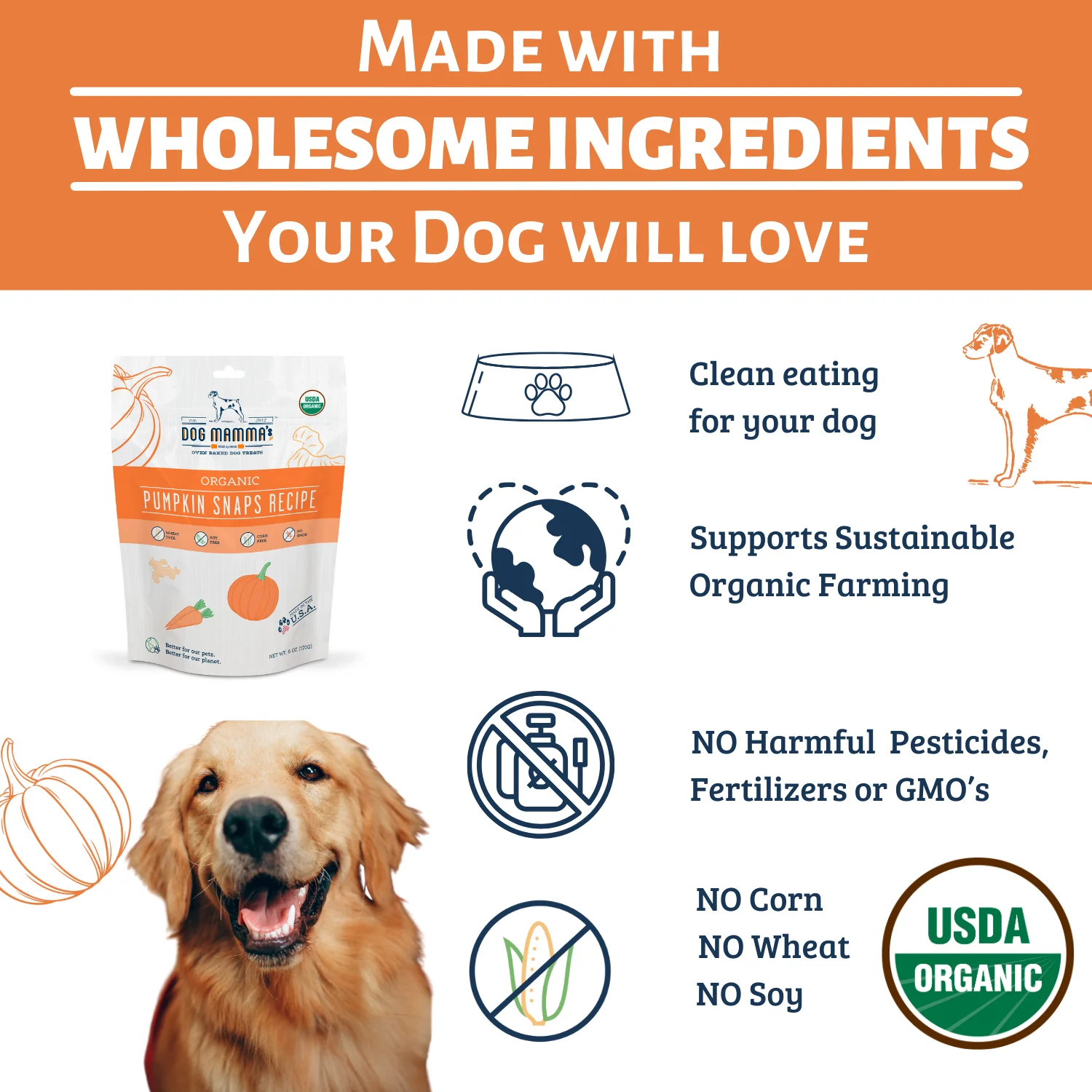 Dog Mamma's Organic Pumpkin Snaps Recipe- USDA Organic Certified Dog Treats - Image 3
