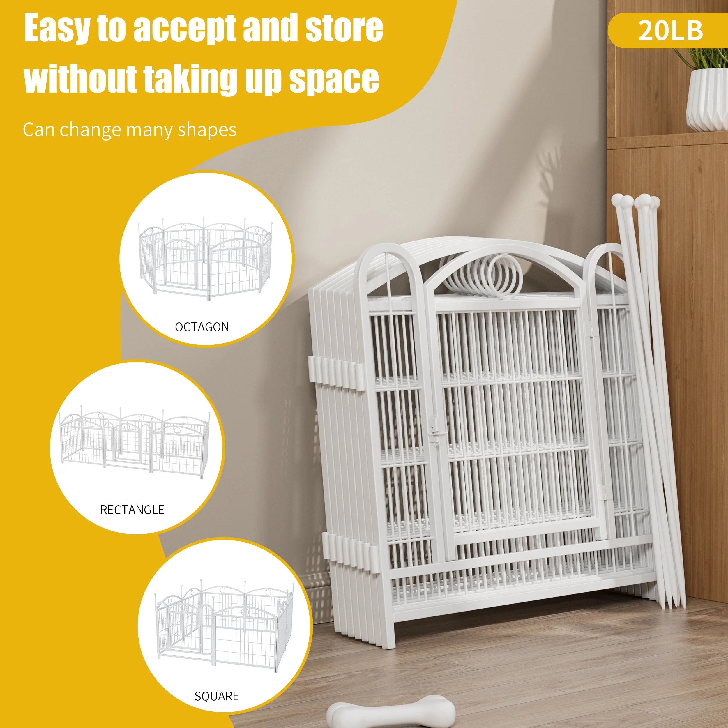 Dog Playpen Indoor 24 inch 8 Panels Metal Dog Pen Pet Dog Fence Outdoor Exercise Pen with Doors, Heavy Duty Dog Fence Puppy Pen for Large Medium Small Dogs Indoor Outdoor Foldable Pet Exercise Pen - Image 14