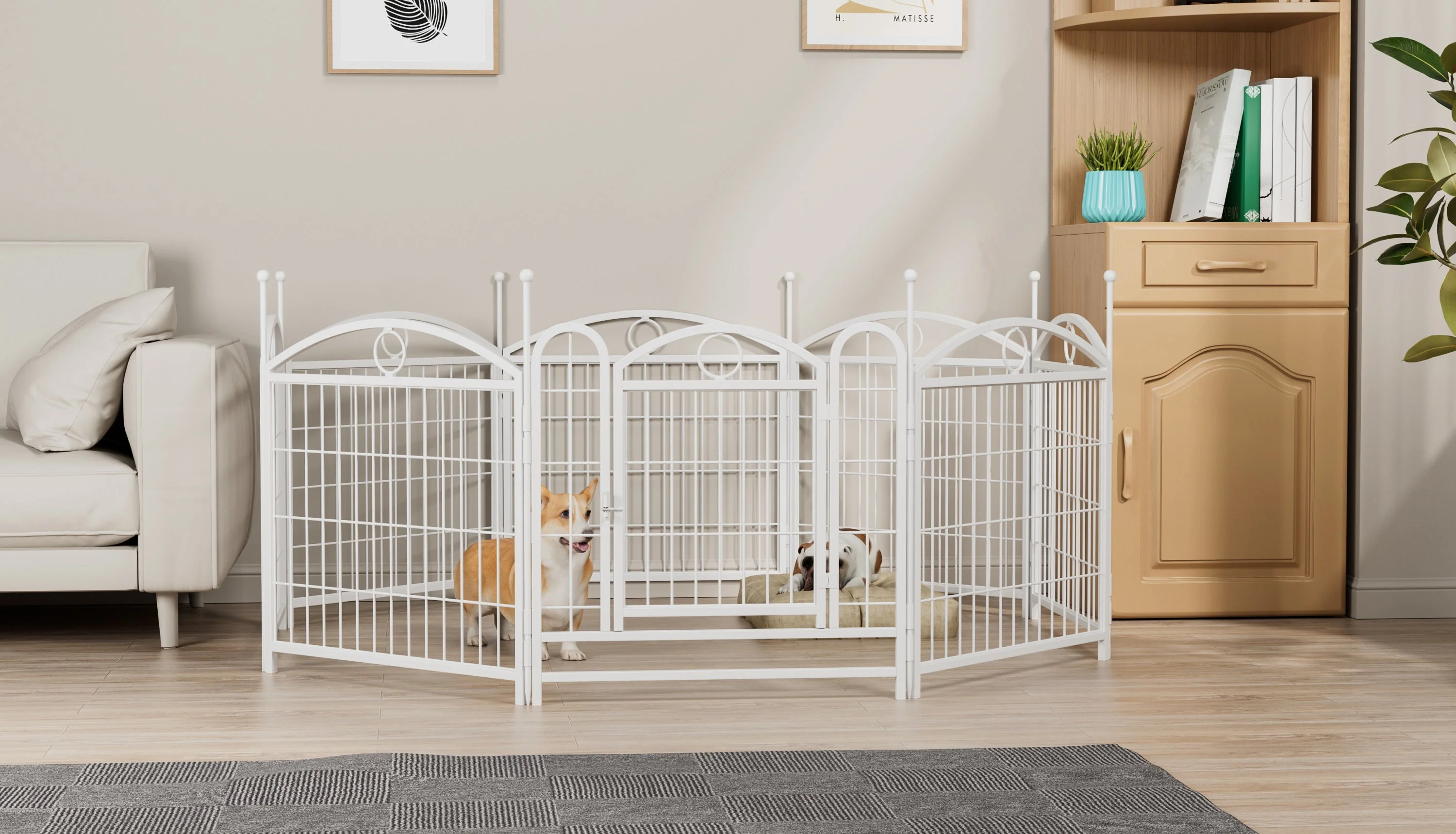 Dog Playpen Indoor 24 inch 8 Panels Metal Dog Pen Pet Dog Fence Outdoor Exercise Pen with Doors, Heavy Duty Dog Fence Puppy Pen for Large Medium Small Dogs Indoor Outdoor Foldable Pet Exercise Pen - Image 17
