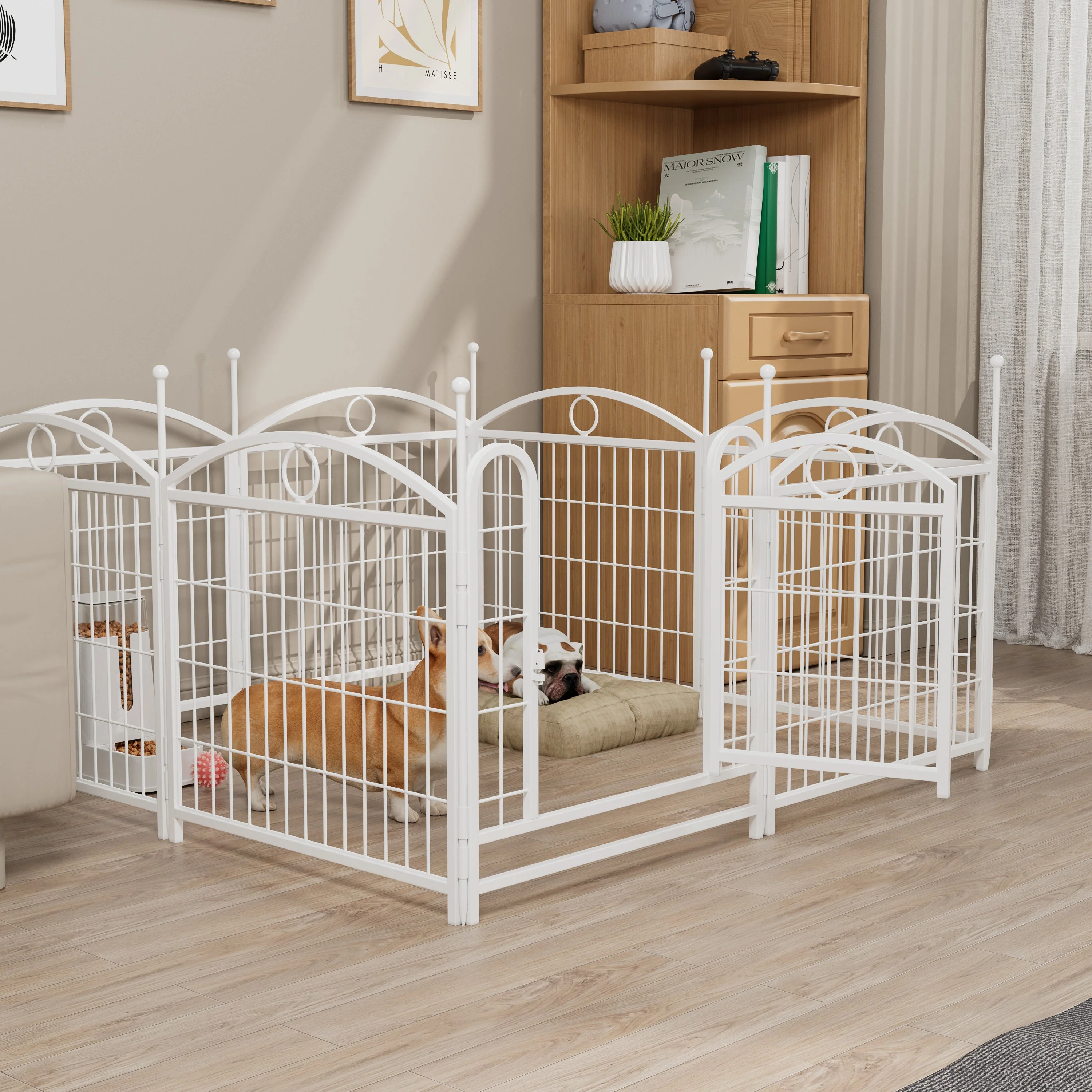 Dog Playpen Indoor 24 inch 8 Panels Metal Dog Pen Pet Dog Fence Outdoor Exercise Pen with Doors, Heavy Duty Dog Fence Puppy Pen for Large Medium Small Dogs Indoor Outdoor Foldable Pet Exercise Pen - Image 2