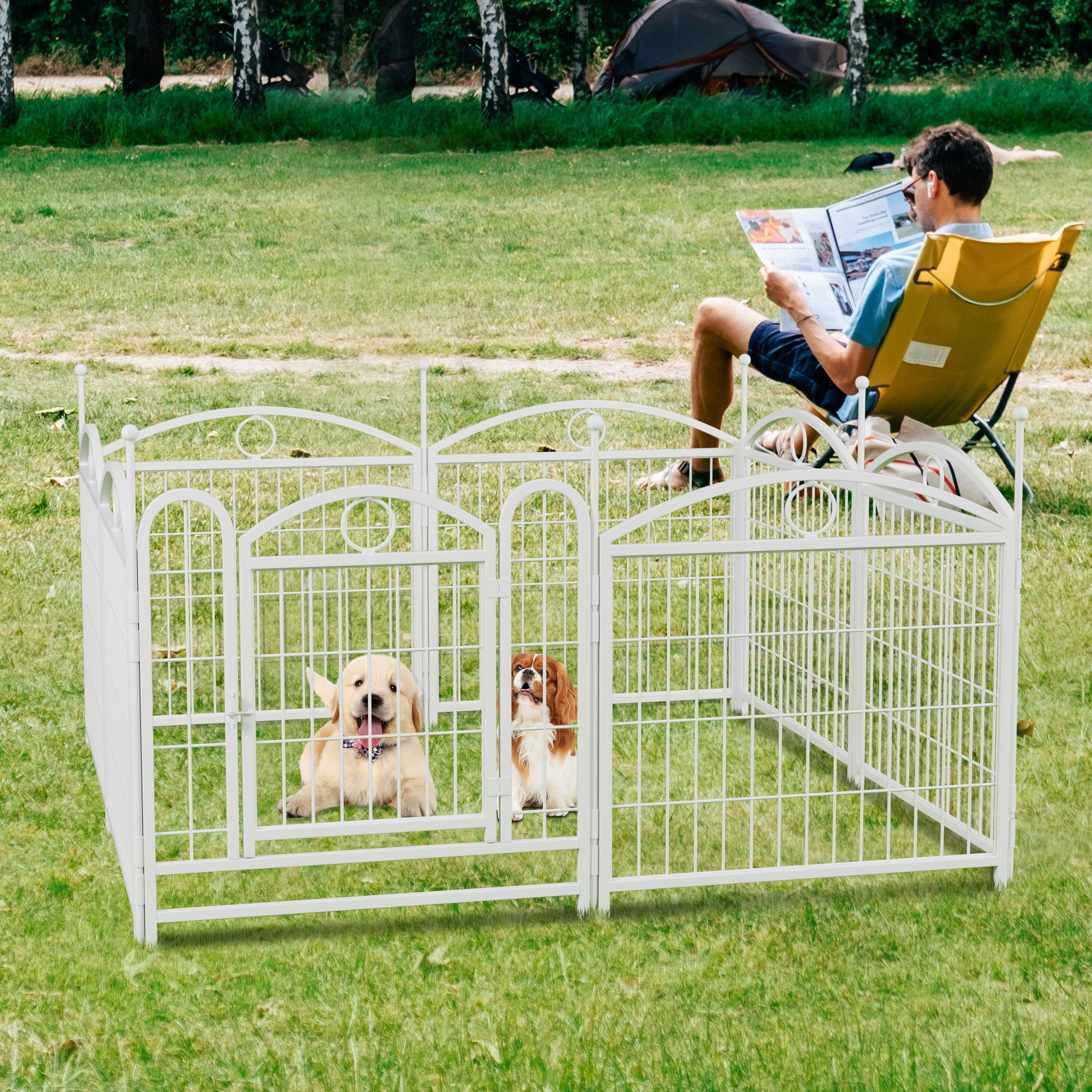 Dog Playpen Indoor 24 inch 8 Panels Metal Dog Pen Pet Dog Fence Outdoor Exercise Pen with Doors, Heavy Duty Dog Fence Puppy Pen for Large Medium Small Dogs Indoor Outdoor Foldable Pet Exercise Pen - Image 3