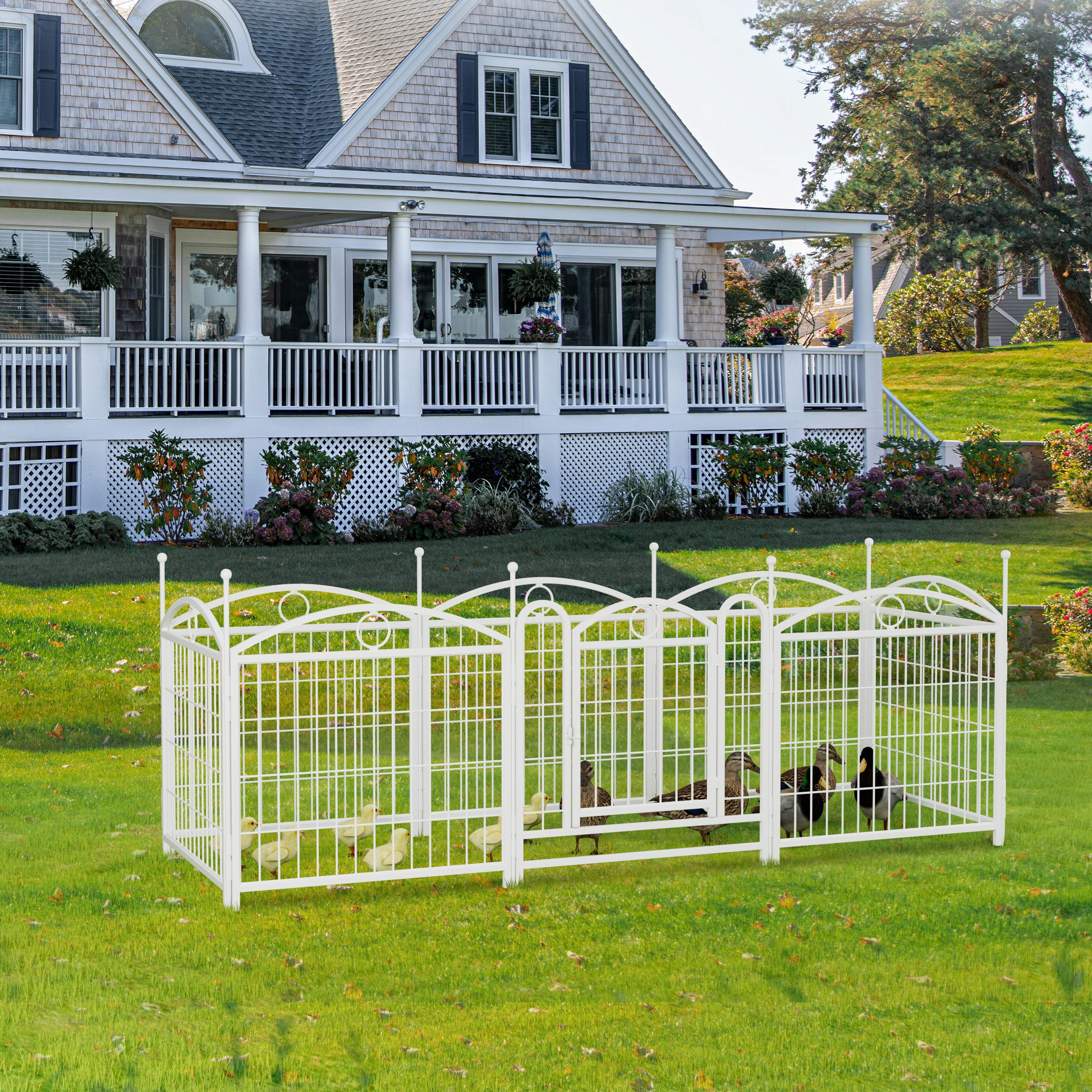 Dog Playpen Indoor 24 inch 8 Panels Metal Dog Pen Pet Dog Fence Outdoor Exercise Pen with Doors, Heavy Duty Dog Fence Puppy Pen for Large Medium Small Dogs Indoor Outdoor Foldable Pet Exercise Pen - Image 4