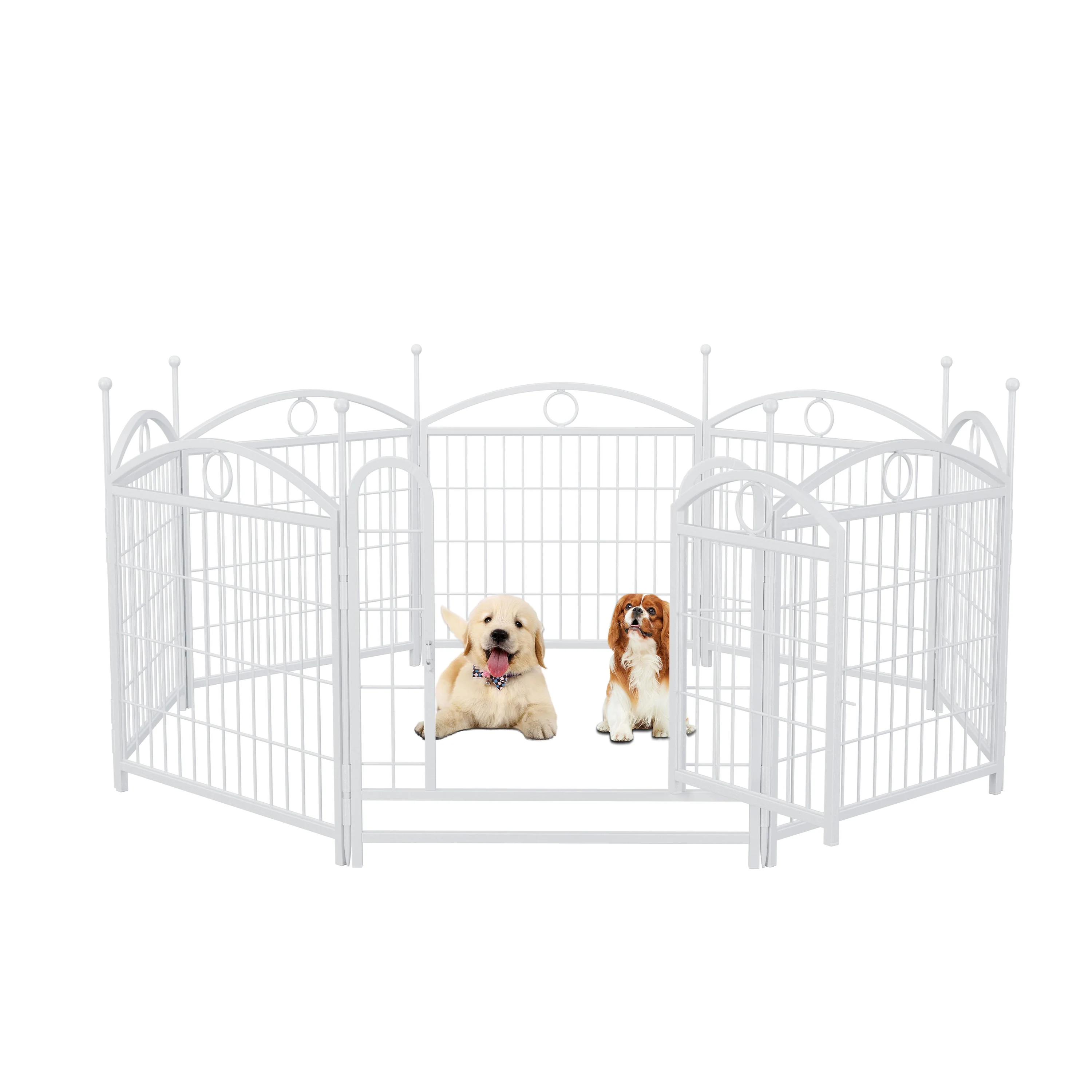 Dog Playpen Indoor 24 inch 8 Panels Metal Dog Pen Pet Dog Fence Outdoor Exercise Pen with Doors, Heavy Duty Dog Fence Puppy Pen for Large Medium Small Dogs Indoor Outdoor Foldable Pet Exercise Pen - Image 7