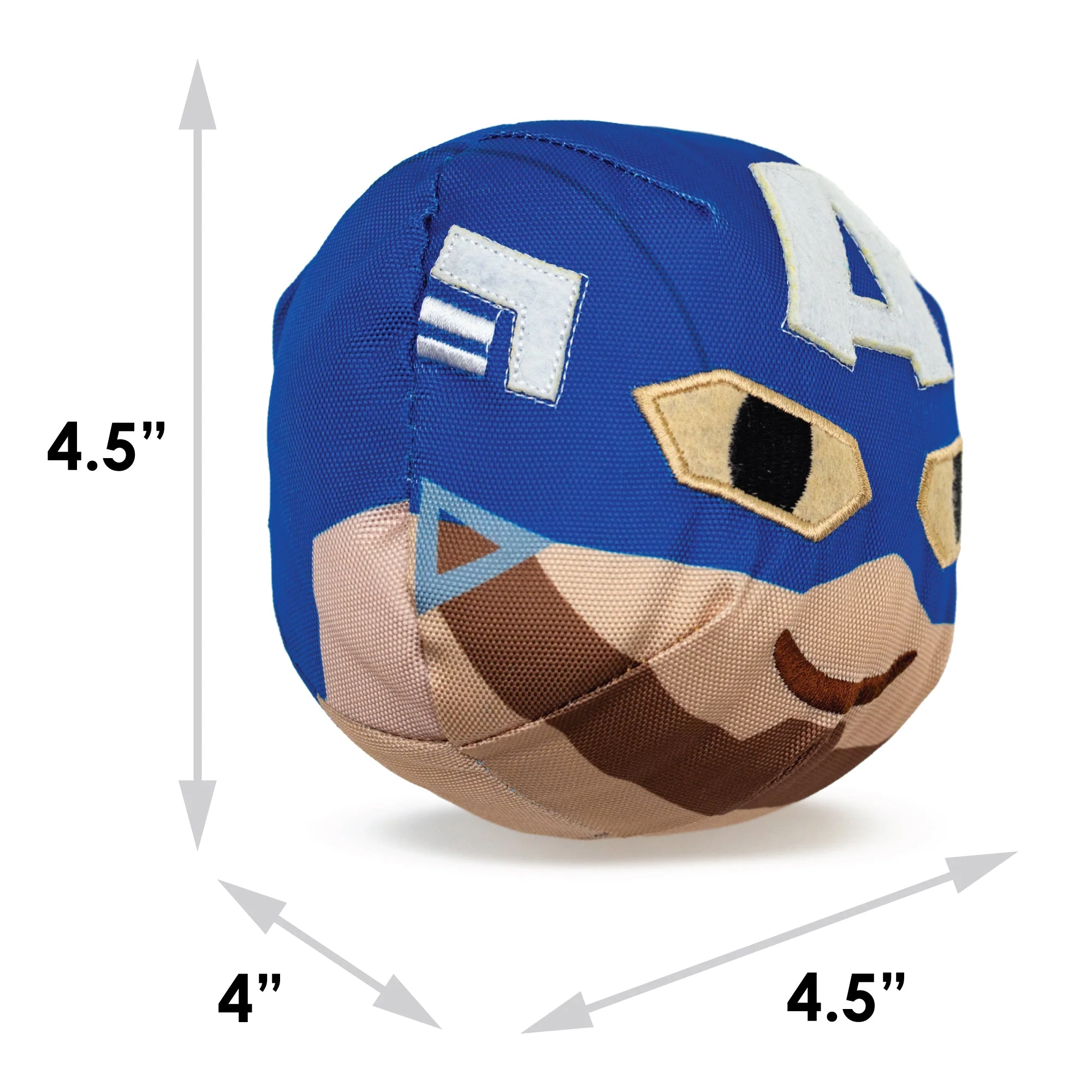 Dog Toy Ballistic Squeaker - Captain America Smiling Face Round Blue - Image 5