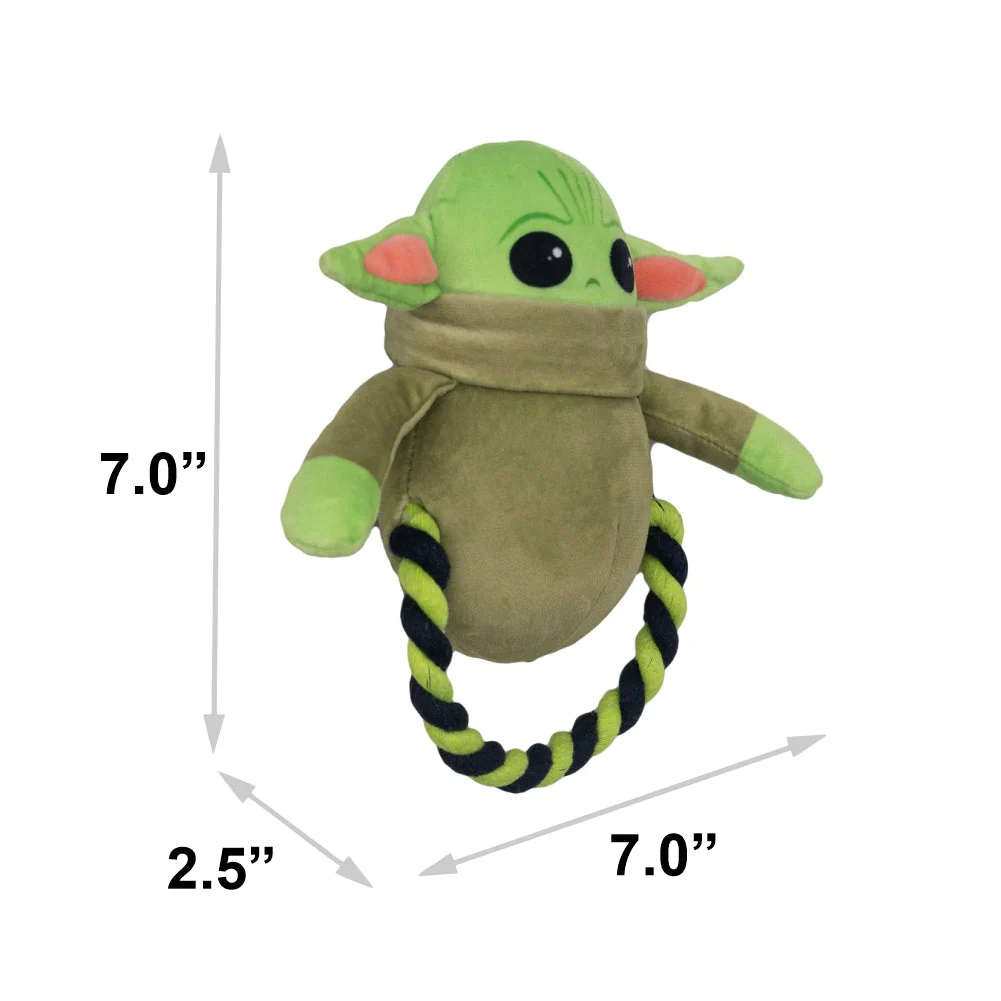 Dog Toy Plush Rope Toy - Star Wars The Child Plush + Green Black Round Rope - Image 4