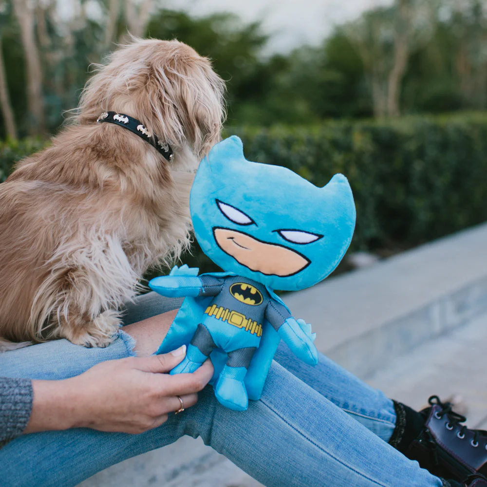 Dog Toy Squeaker Plush - Batman Full Body Standing Pose with Blue Cape - Image 4