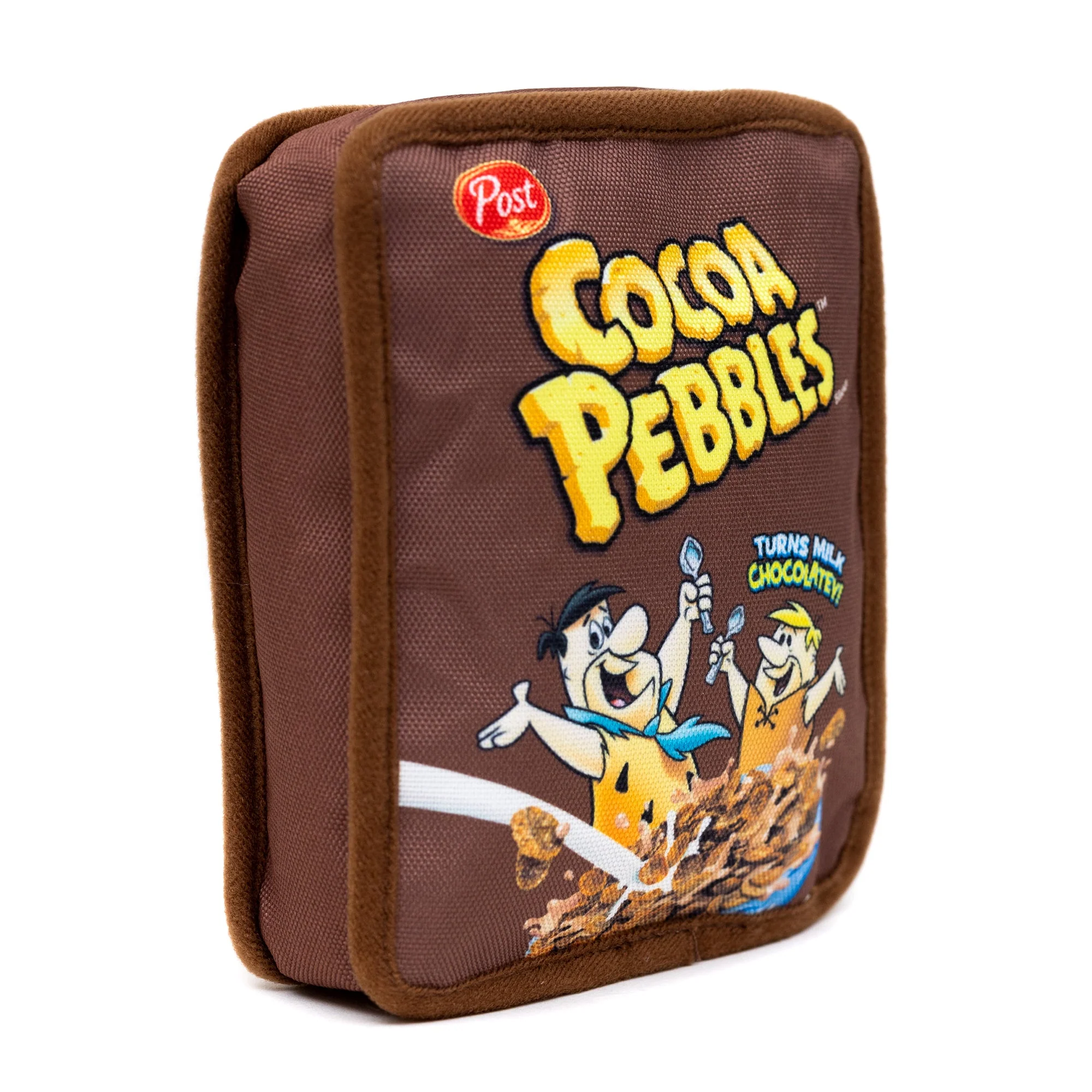 Dog Toy Squeaker Plush - Cocoa Pebbles Fred Flintstone and Barney Rubble Cereal Box Replica - Image 2