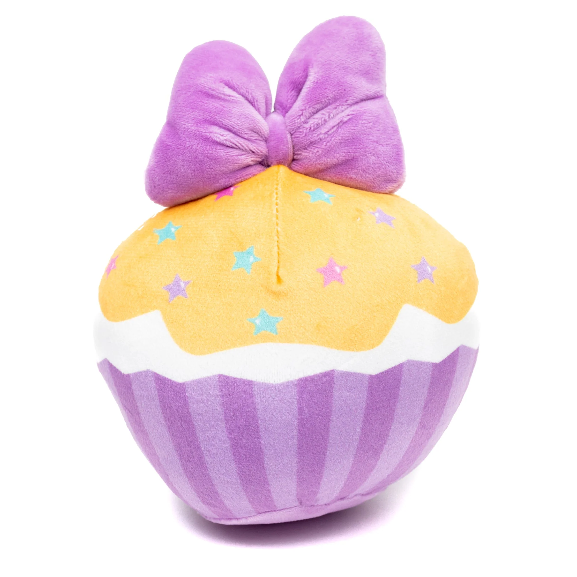 Dog Toy Squeaker Plush - Daisy Duck Script Cupcake with Pink Bow - Image 3