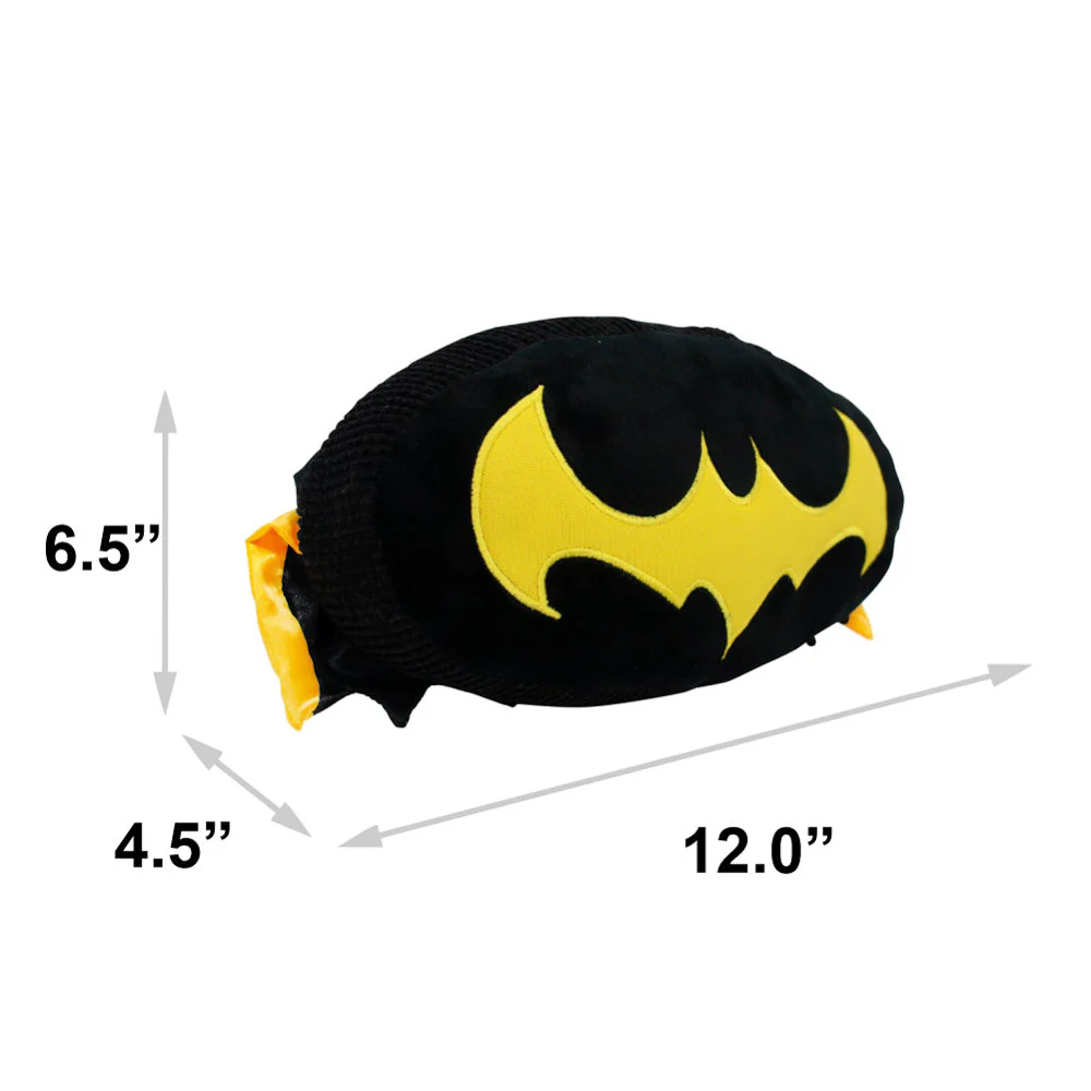 Dog Toy Squeaker Plush - DC Legion of Super-Pets Batman Dog Ace the Bat Hound Bat Logo with Cape Black Yellow - Image 4