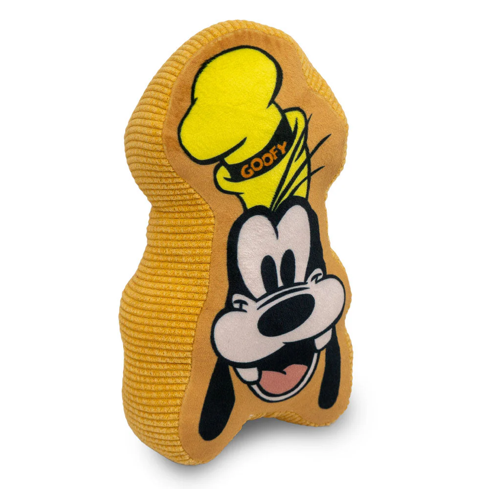 Dog Toy Squeaker Plush - Disney Goofy Smiling Face Golden Yellow - Image 2