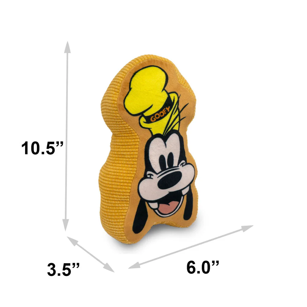Dog Toy Squeaker Plush - Disney Goofy Smiling Face Golden Yellow - Image 4